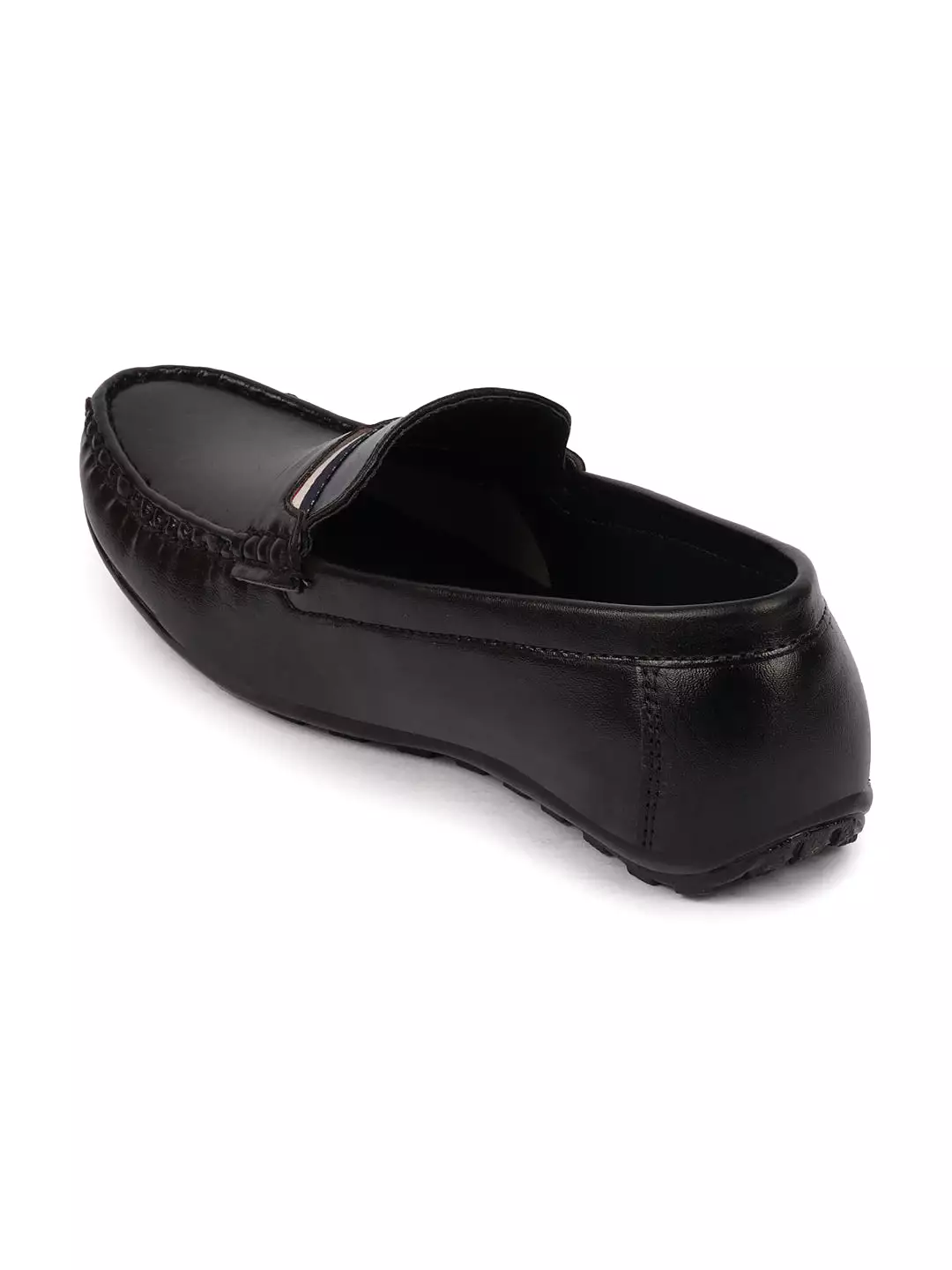 Basics Men Black Colored Stripe Design Casual Slip On Loafers and Moccasin Shoes