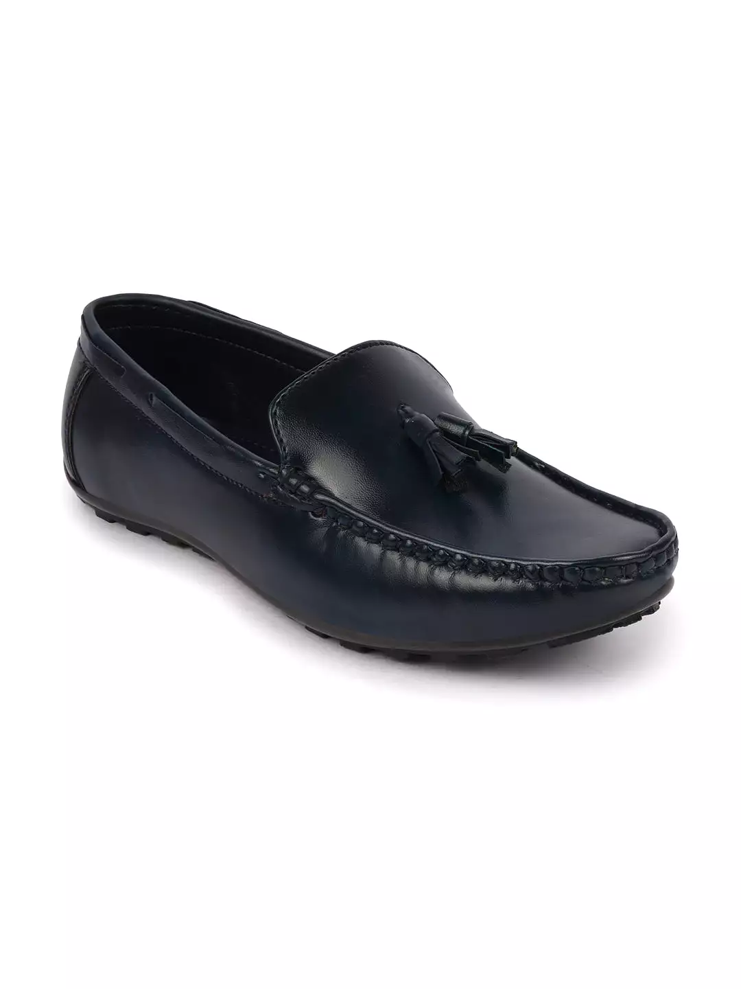 Basics Men Blue Side Stitched Casual Slip On Tassel Loafers and Moccasin Shoes