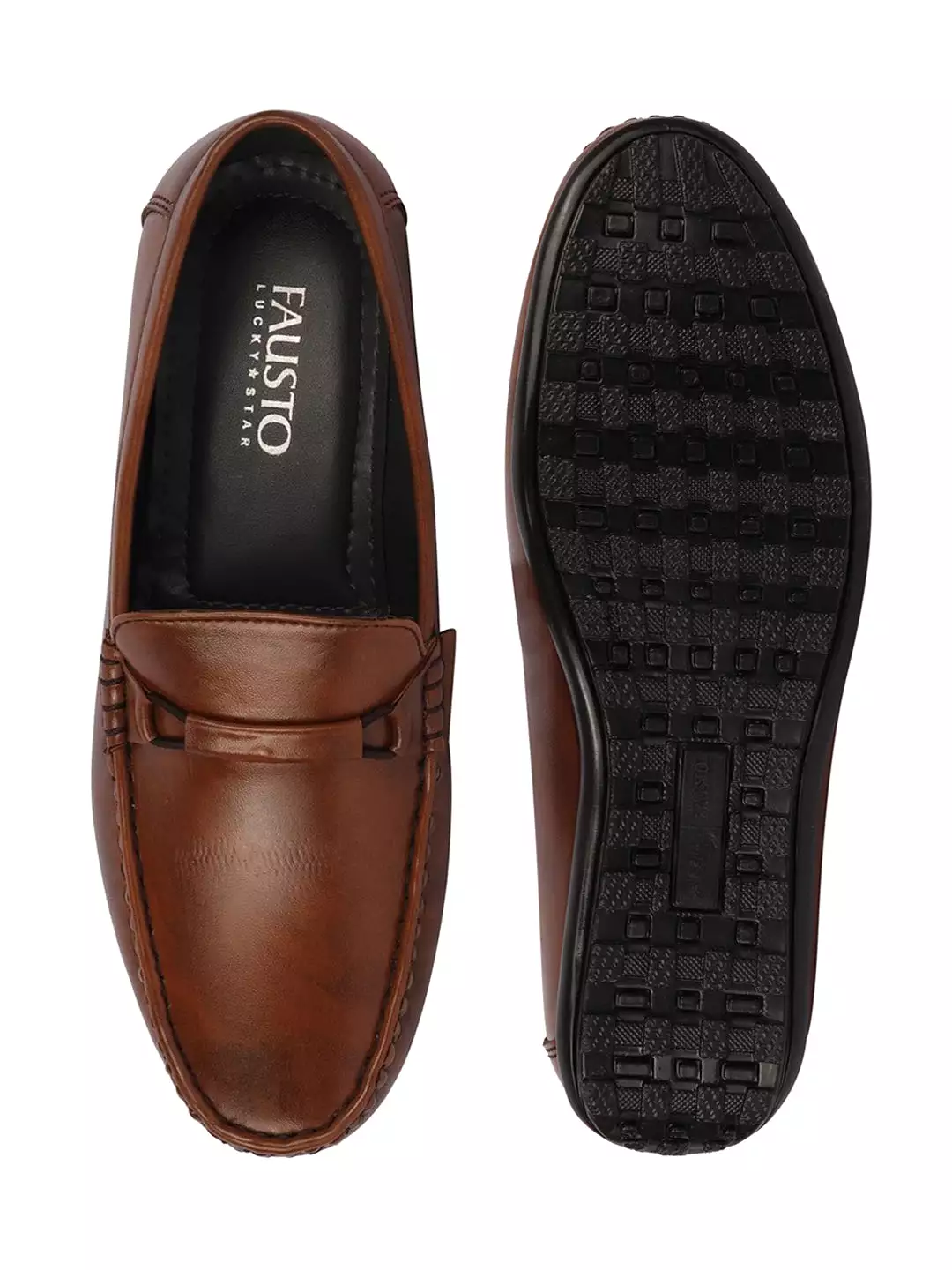 Basics Men Brown Buckle Design Slip On Casual Loafers and Moccasin Shoes