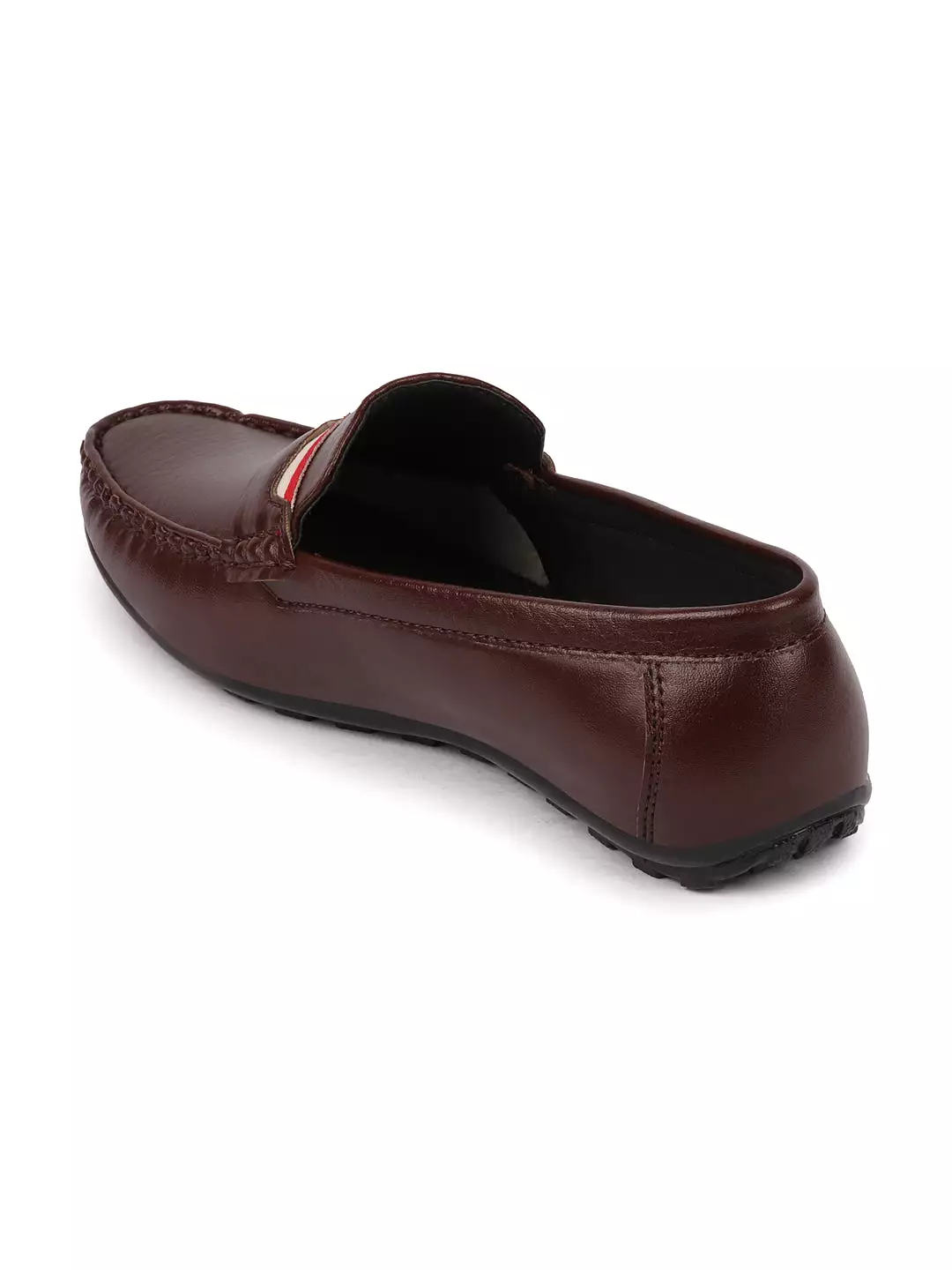 Basics Men Brown Colored Stripe Design Casual Slip On Loafers and Moccasin Shoes