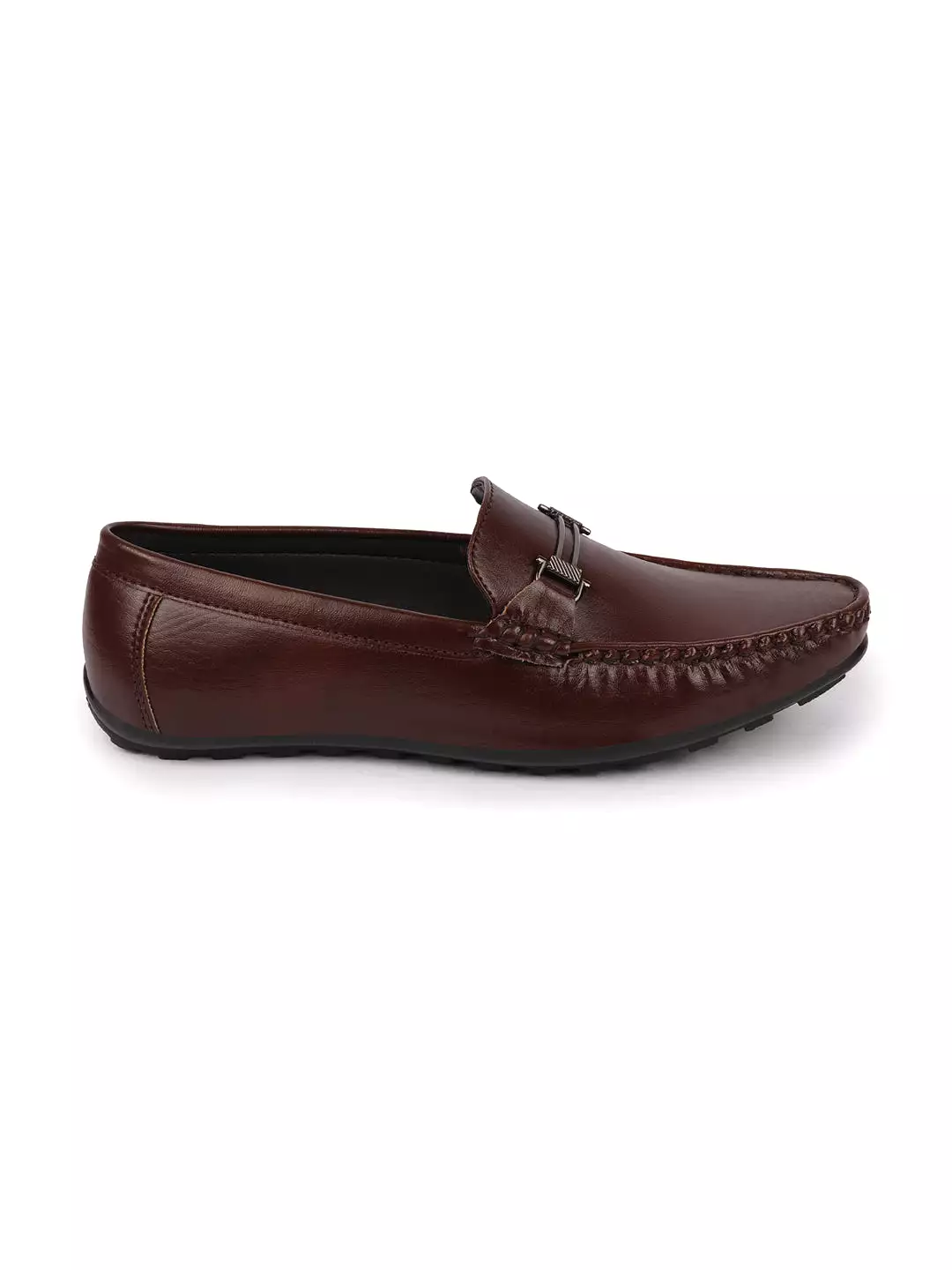 Basics Men Brown Horsebit Buckle Premium Slip On Casual Loafers and Moccasin Shoes