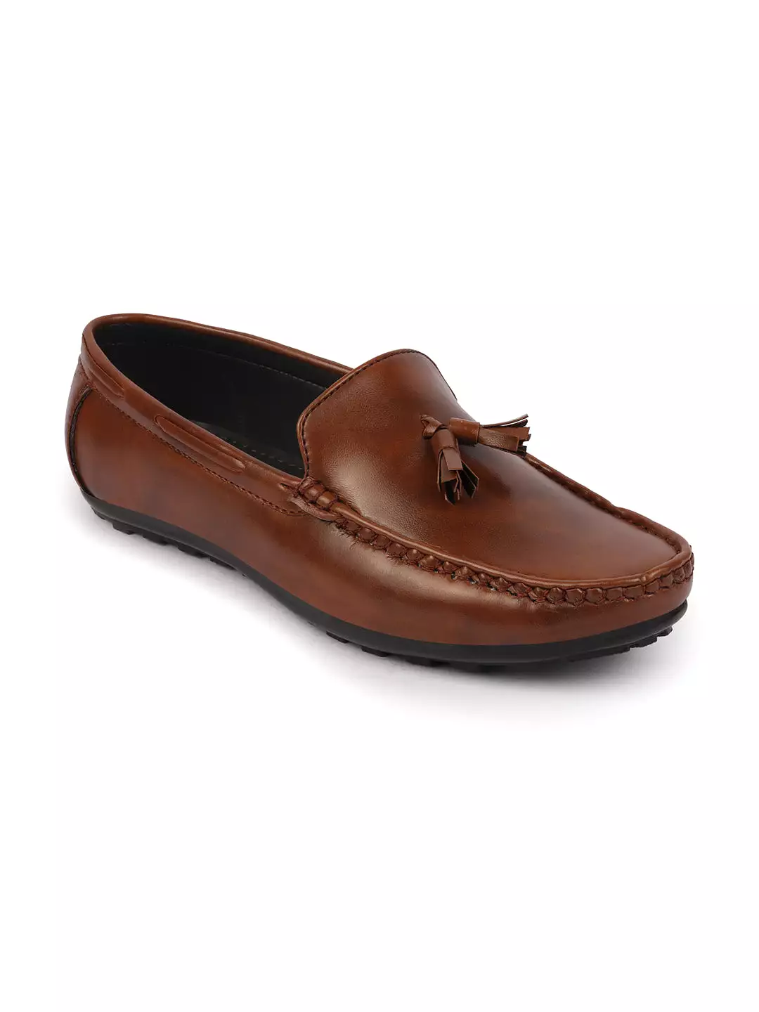 Basics Men Brown Side Stitched Casual Slip On Tassel Loafers and Moccasin Shoes