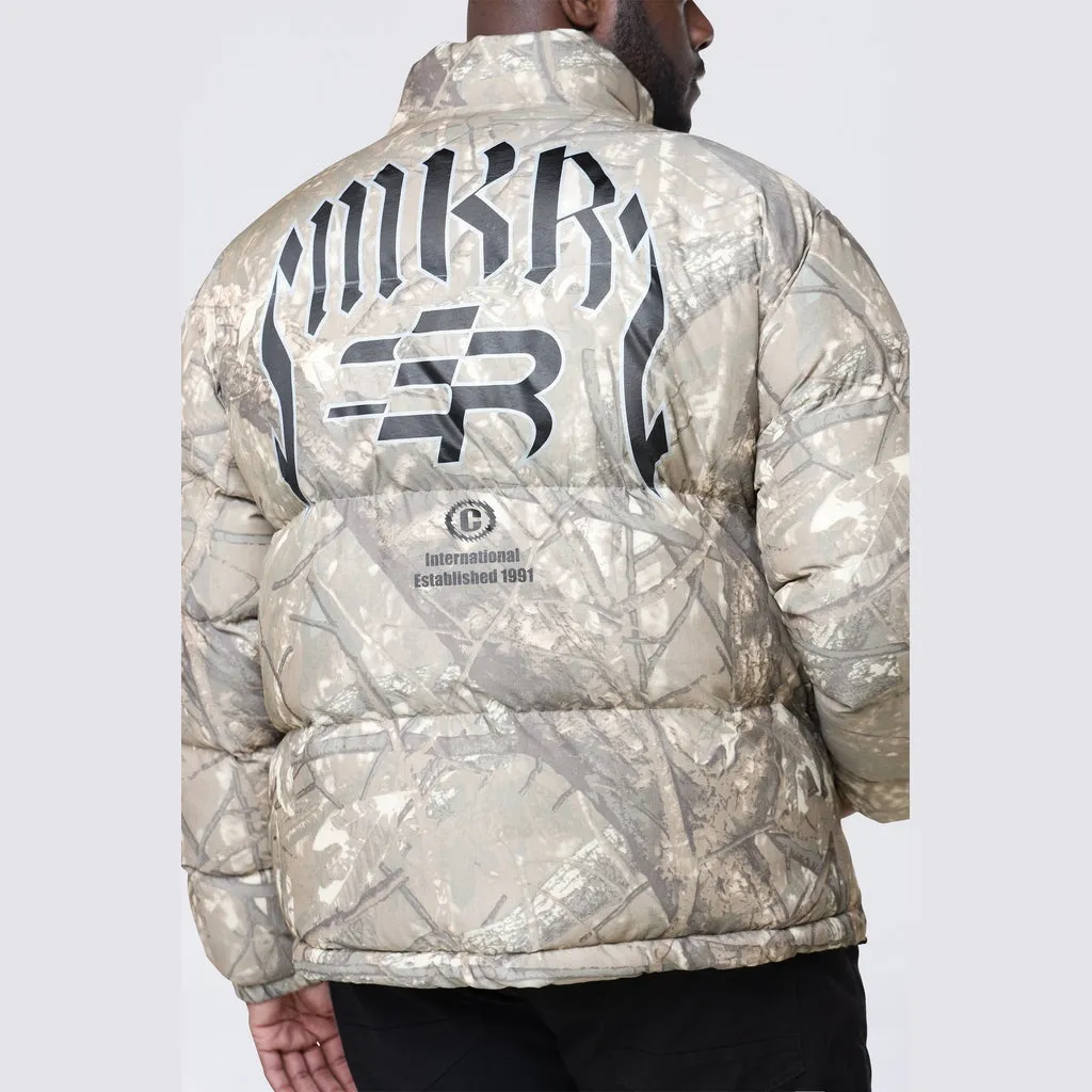 Big and Tall - Printed Puffer Jacket - Khaki Hunting Camo