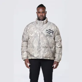 Big and Tall - Printed Puffer Jacket - Khaki Hunting Camo