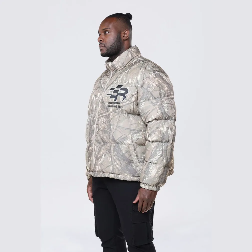 Big and Tall - Printed Puffer Jacket - Khaki Hunting Camo