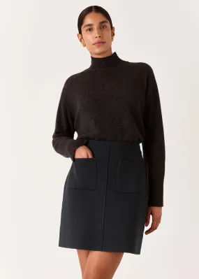 Black Patch Pocket Knitted Skirt