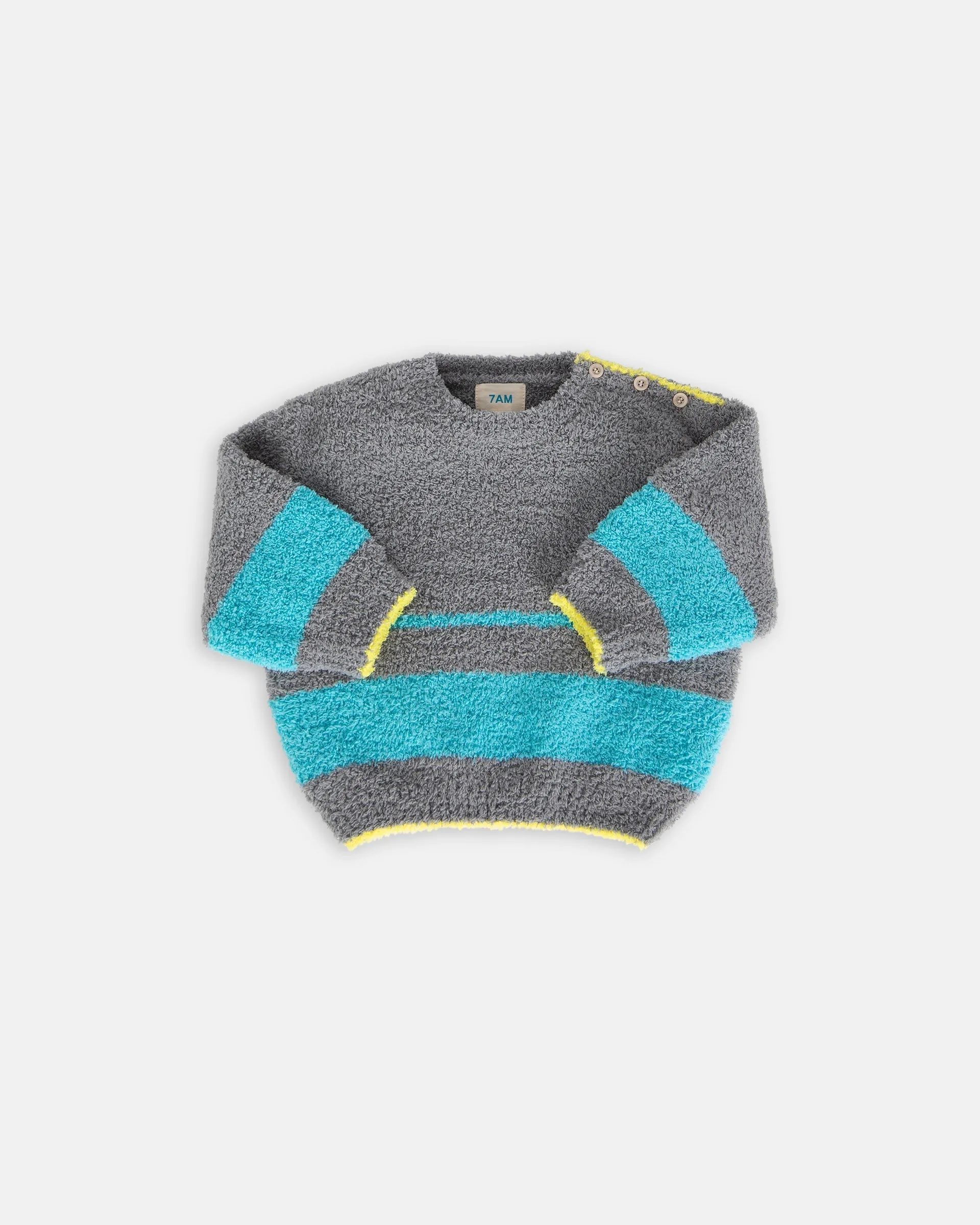 Boxy Striped Sweater - Fuzzy | Gris Bright Cyan