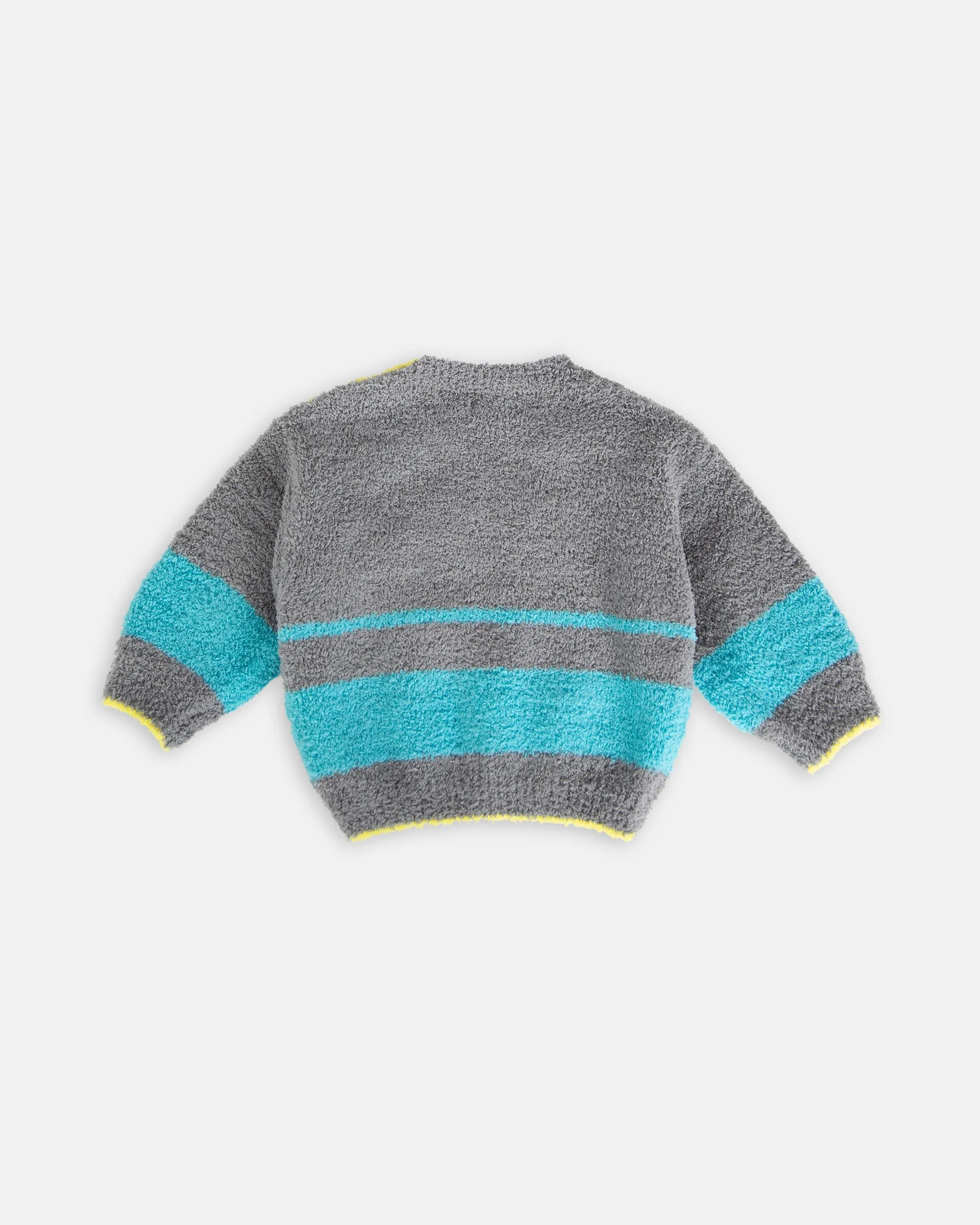 Boxy Striped Sweater - Fuzzy | Gris Bright Cyan