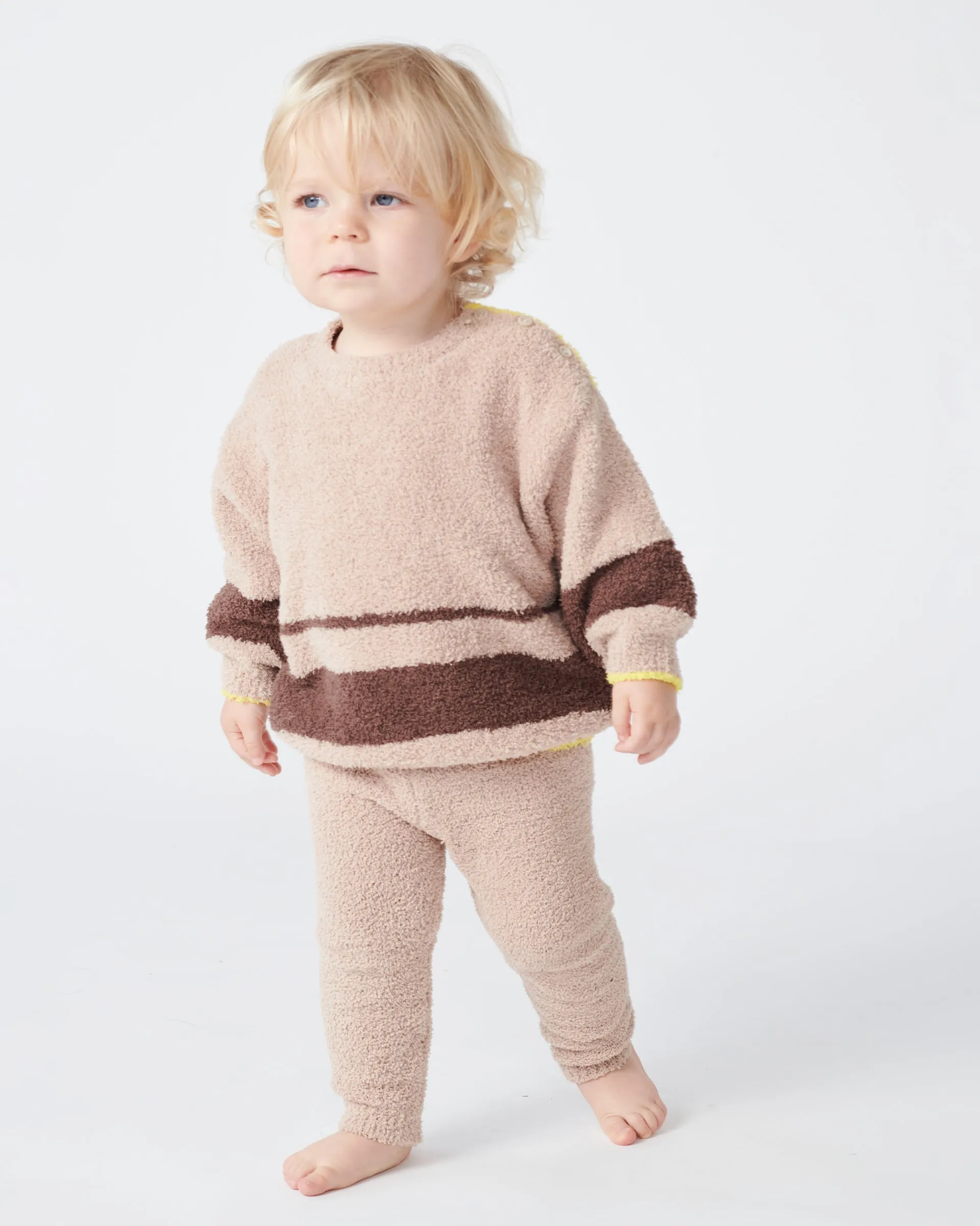 Boxy Striped Sweater - Fuzzy | Pecan Choco