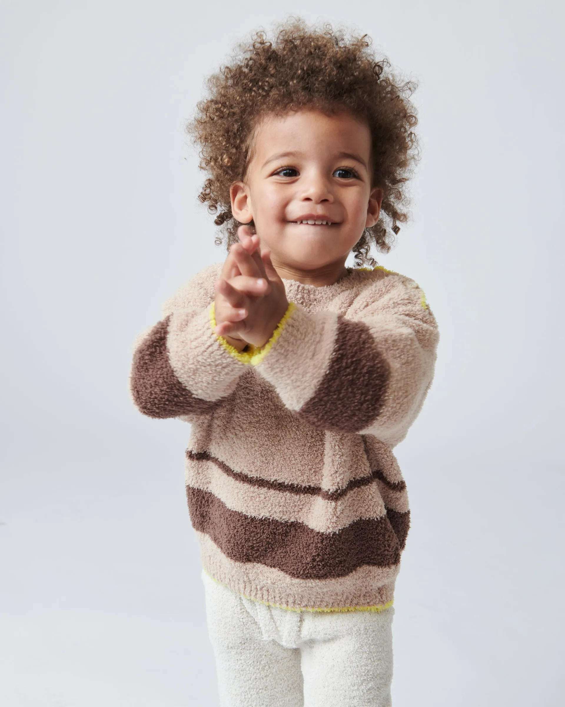 Boxy Striped Sweater - Fuzzy | Pecan Choco