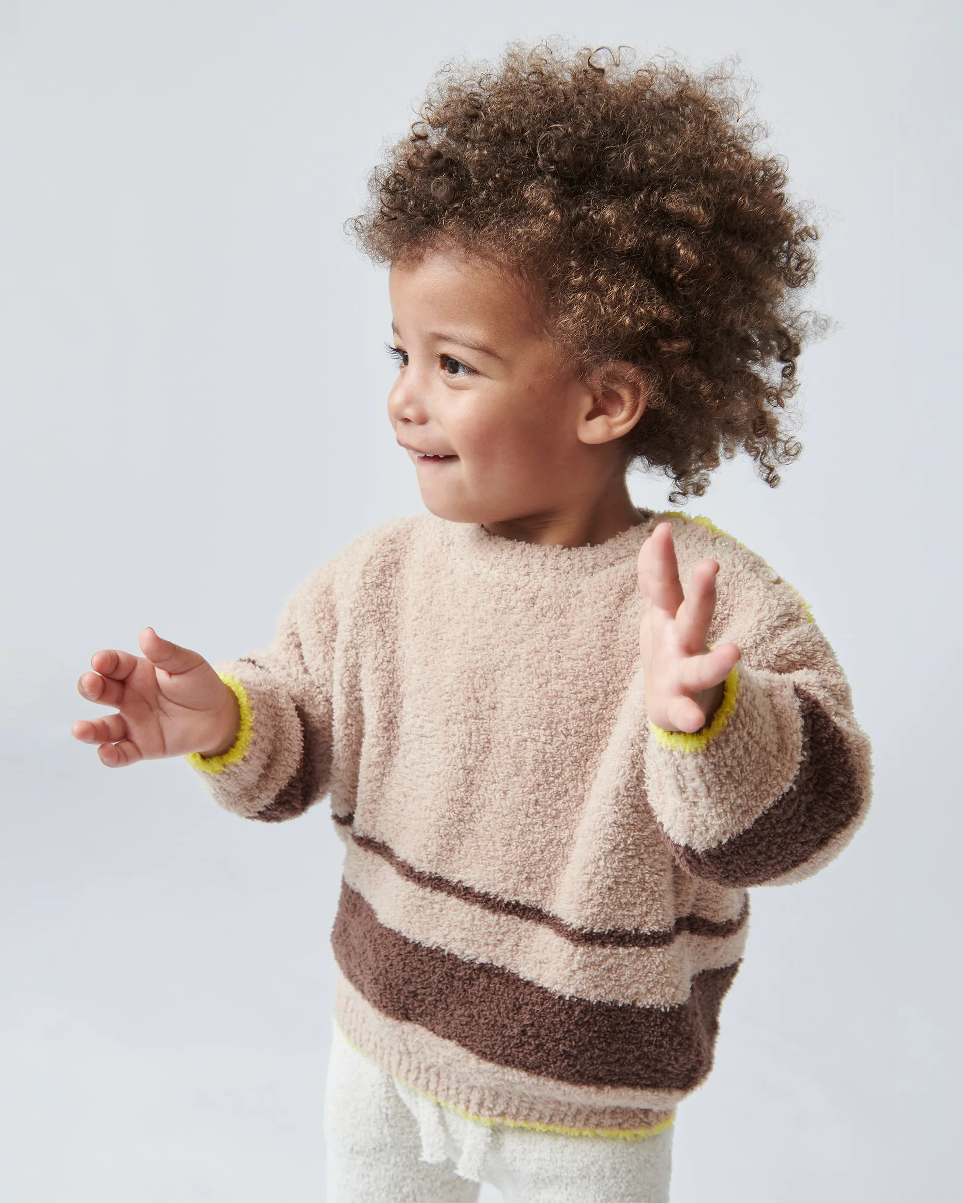 Boxy Striped Sweater - Fuzzy | Pecan Choco