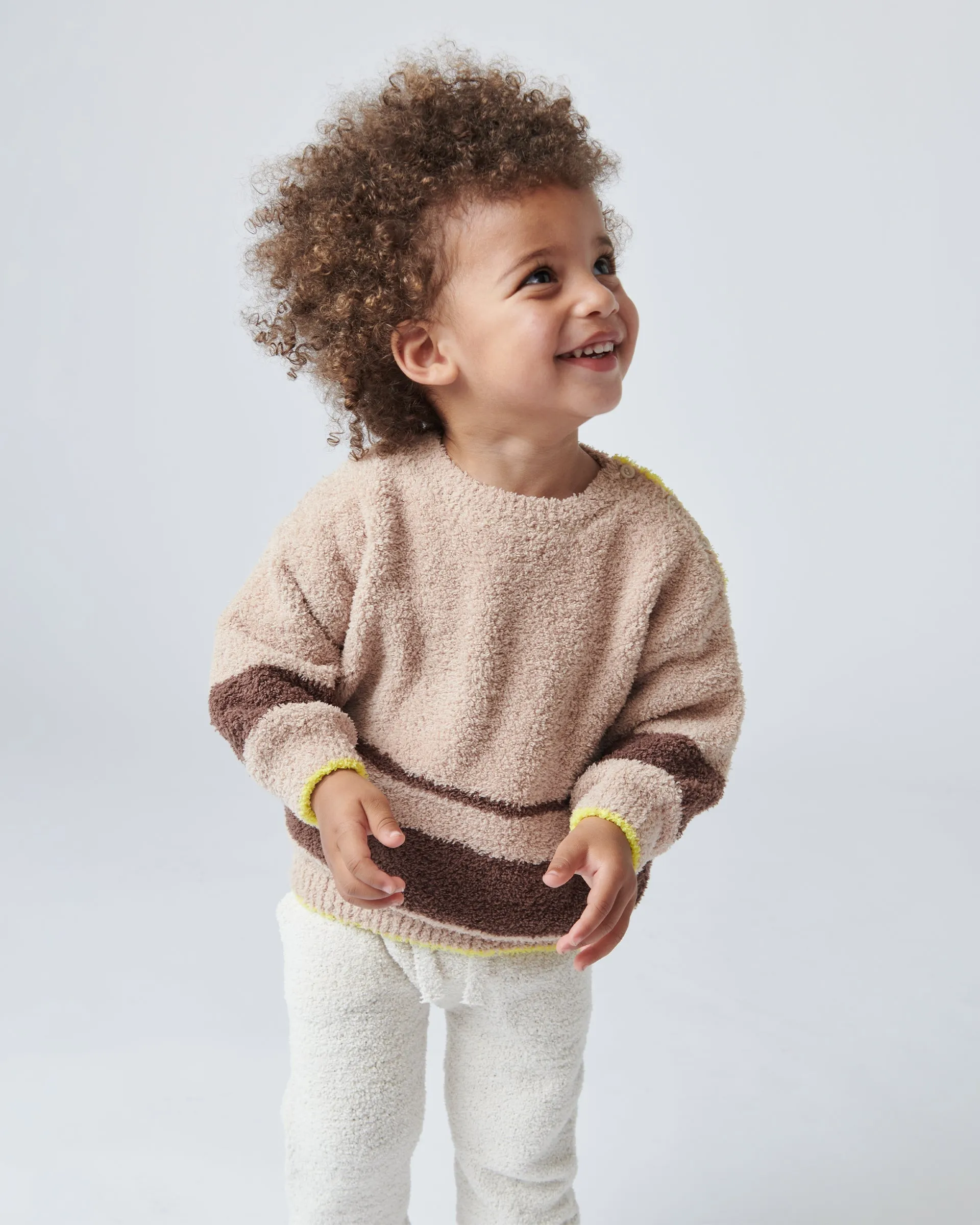 Boxy Striped Sweater - Fuzzy | Pecan Choco