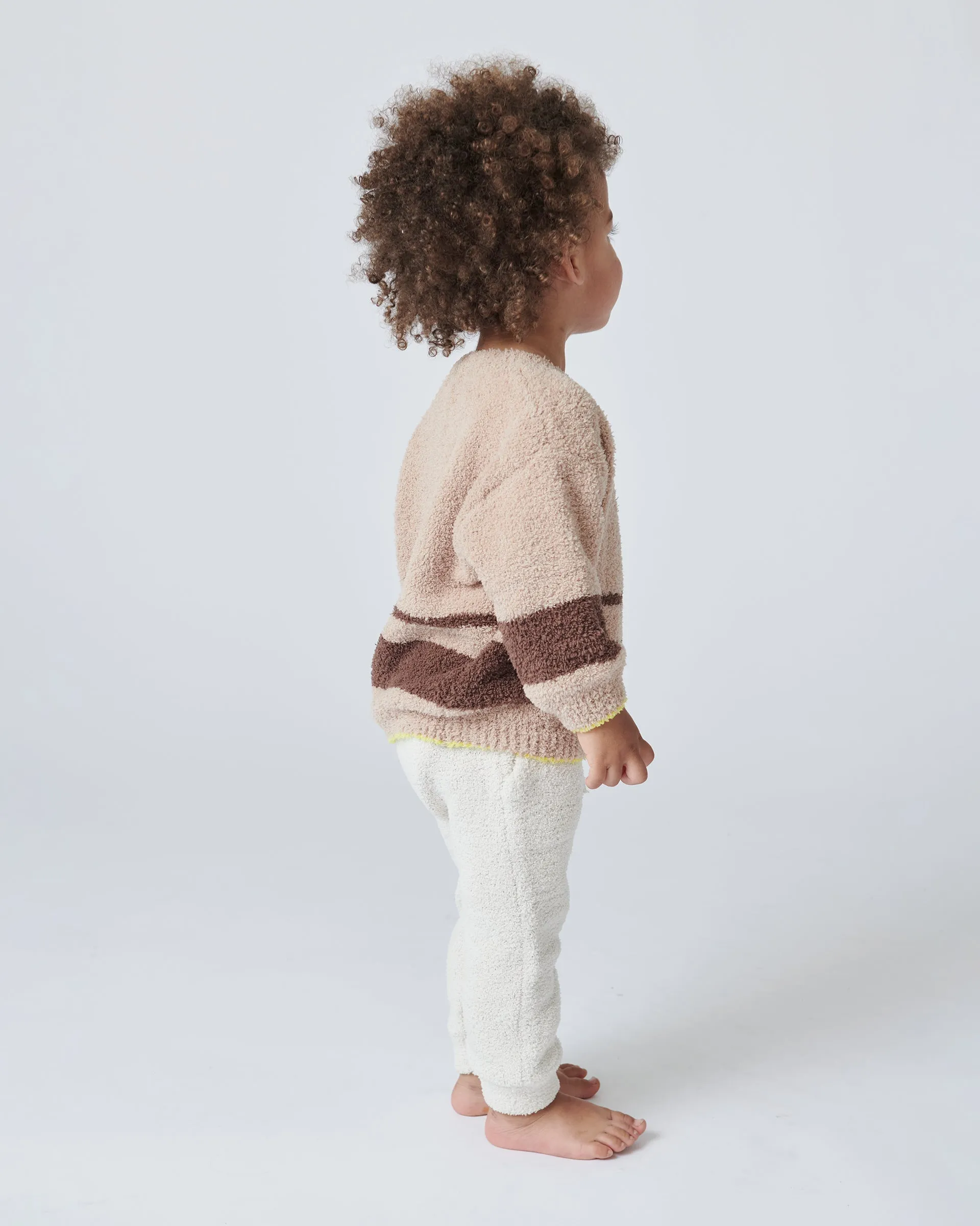 Boxy Striped Sweater - Fuzzy | Pecan Choco