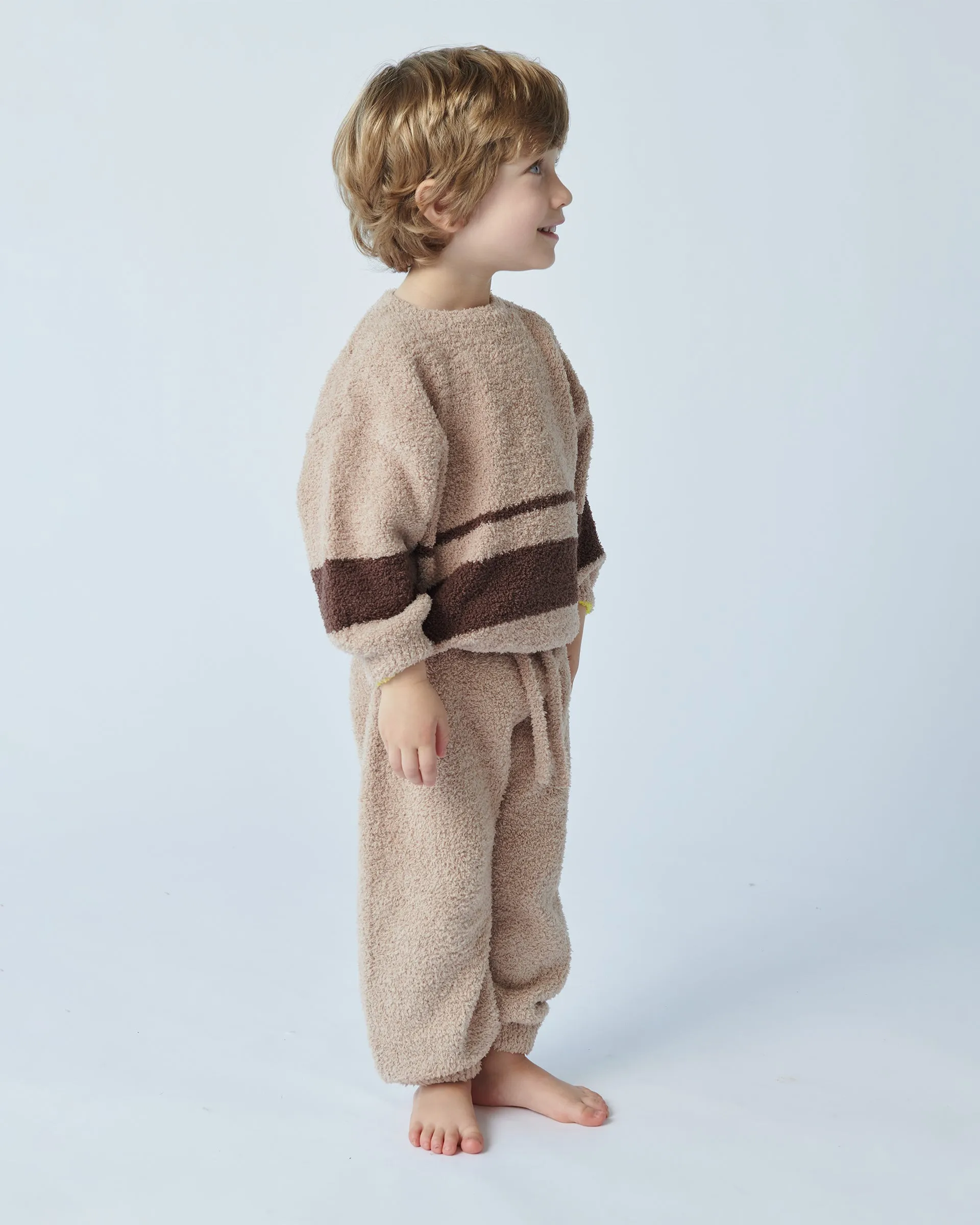 Boxy Striped Sweater - Fuzzy | Pecan Choco