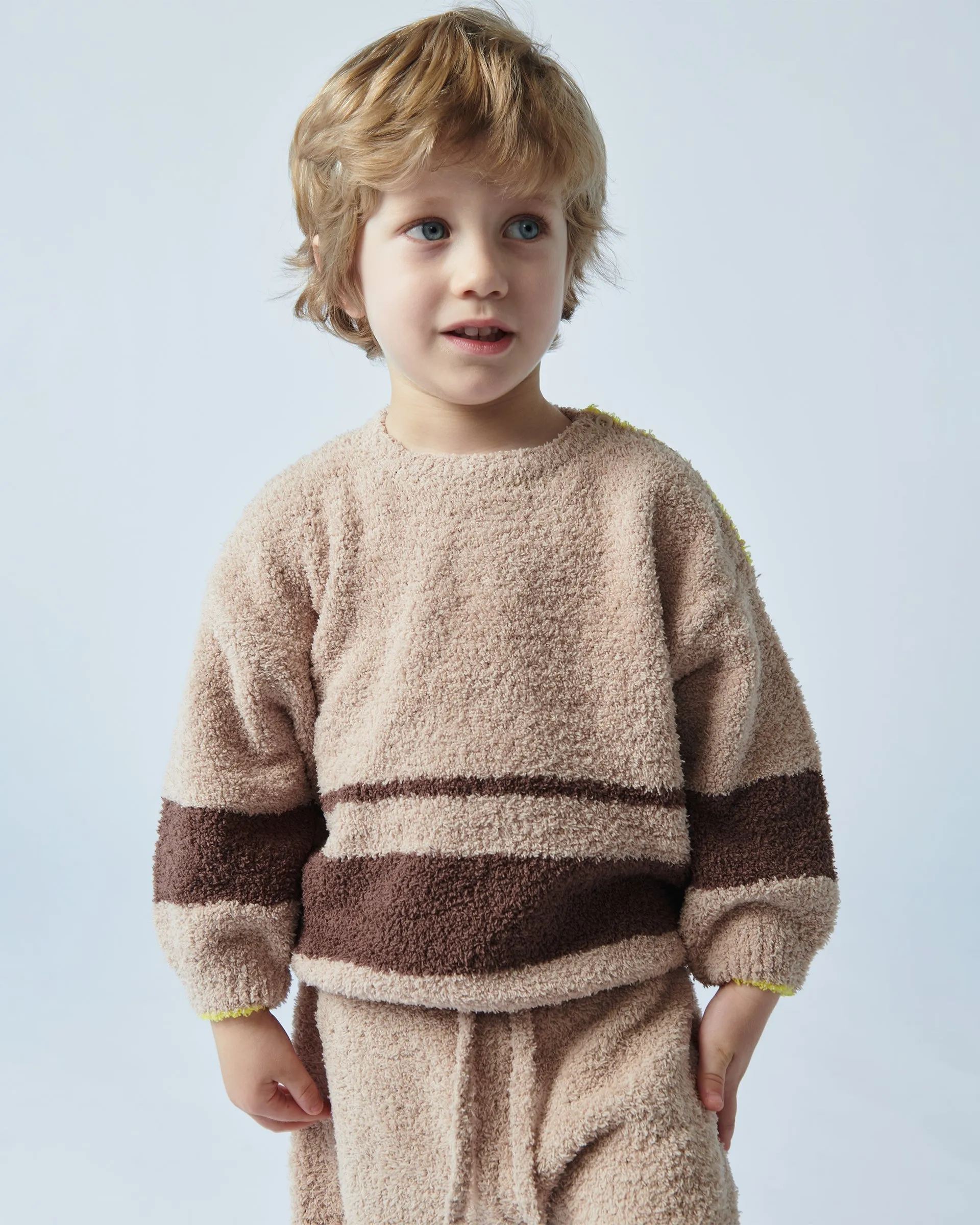 Boxy Striped Sweater - Fuzzy | Pecan Choco