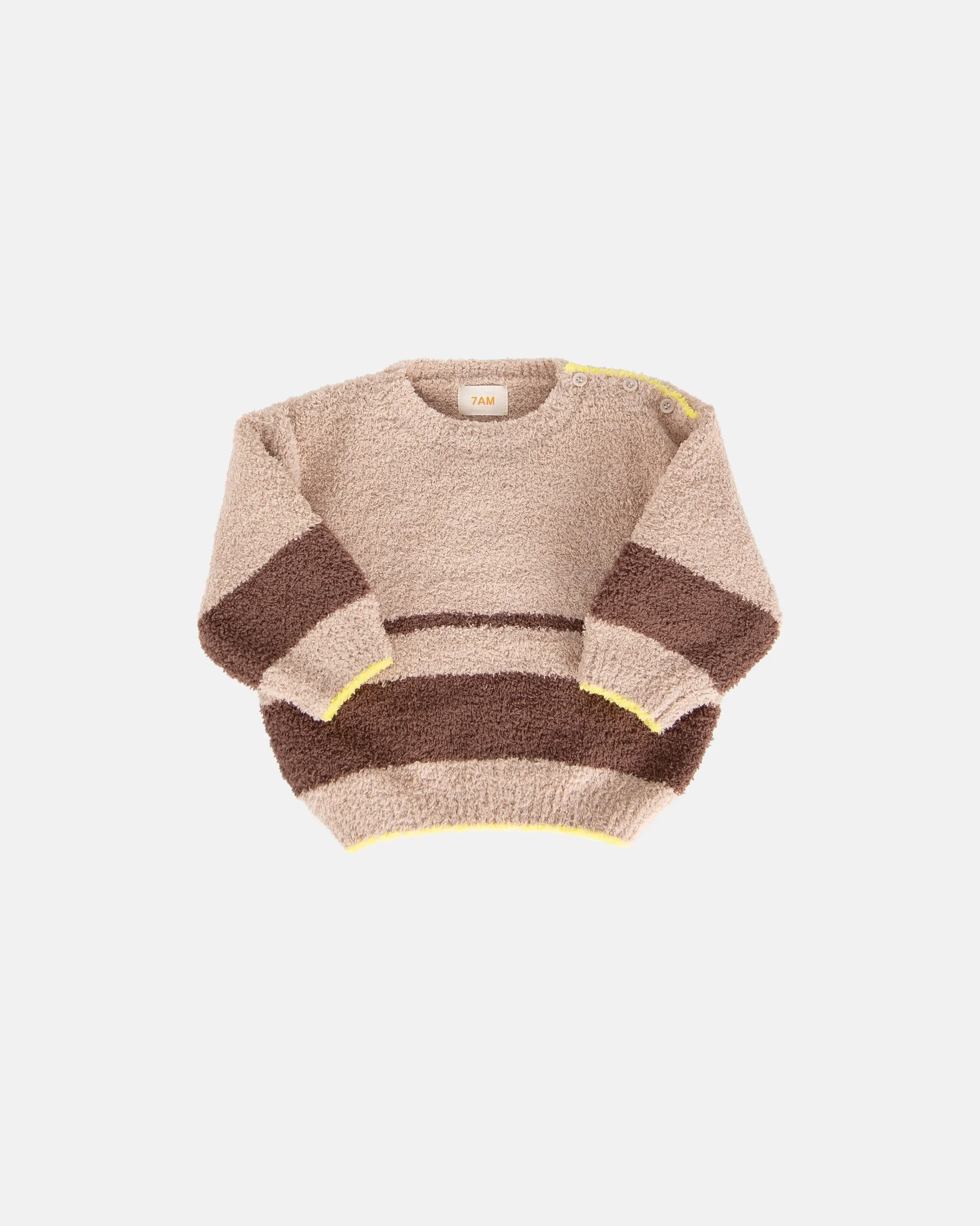 Boxy Striped Sweater - Fuzzy | Pecan Choco