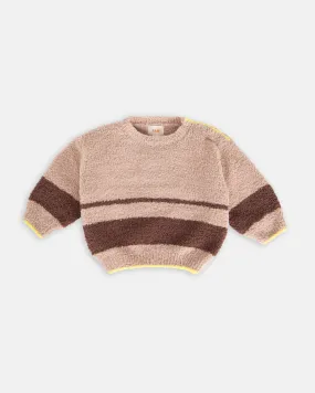 Boxy Striped Sweater - Fuzzy | Pecan Choco