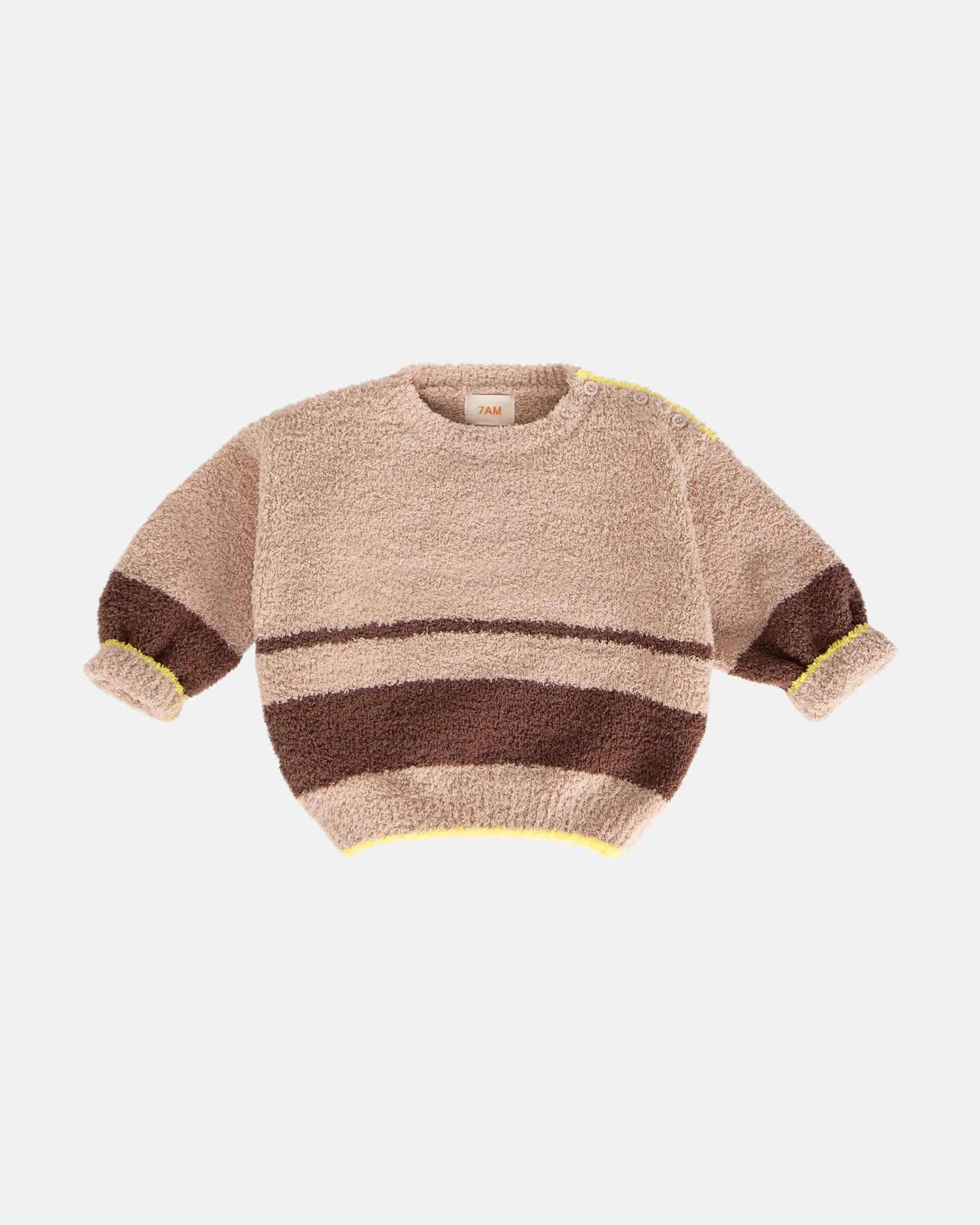 Boxy Striped Sweater - Fuzzy | Pecan Choco