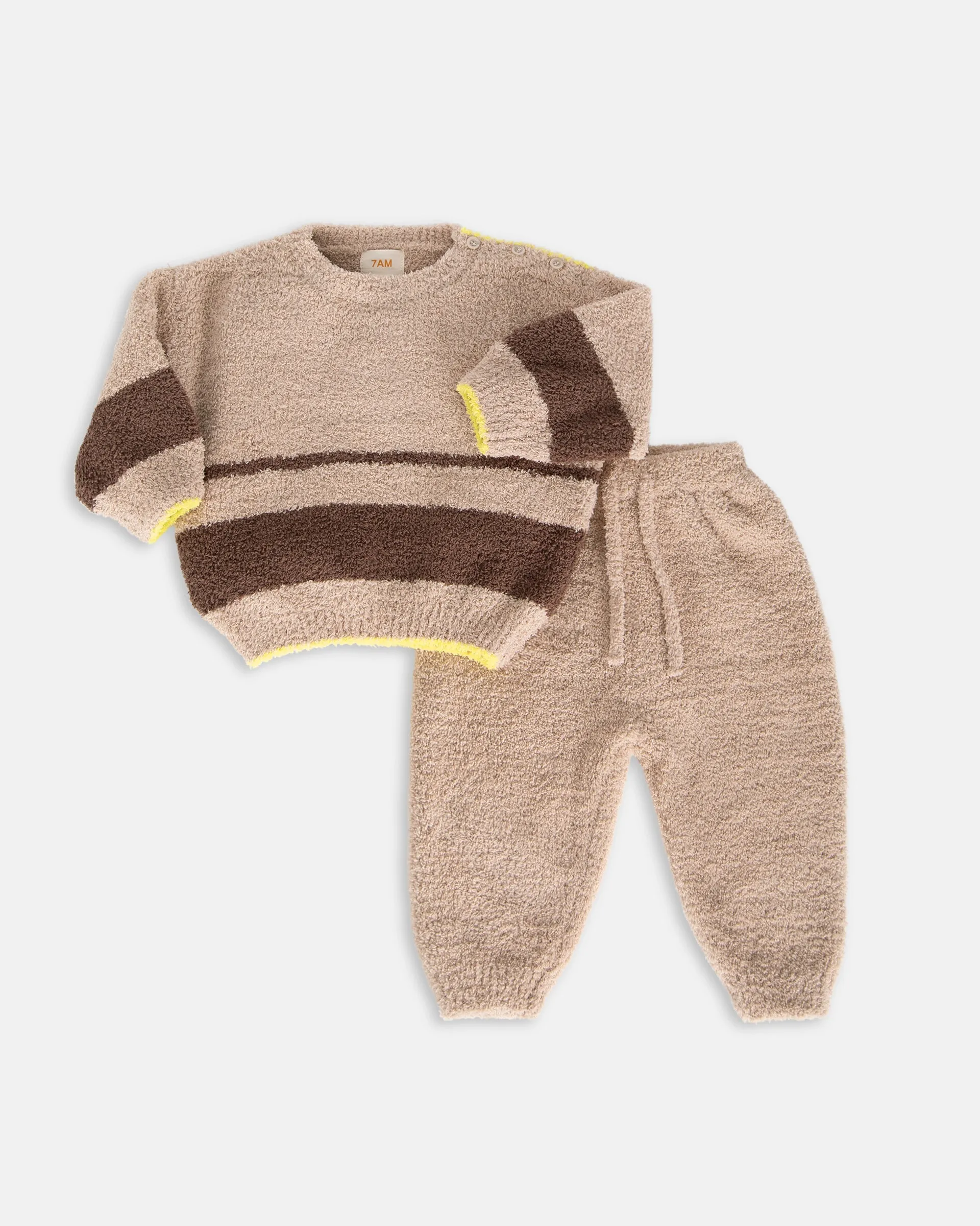 Boxy Striped Sweater - Fuzzy | Pecan Choco