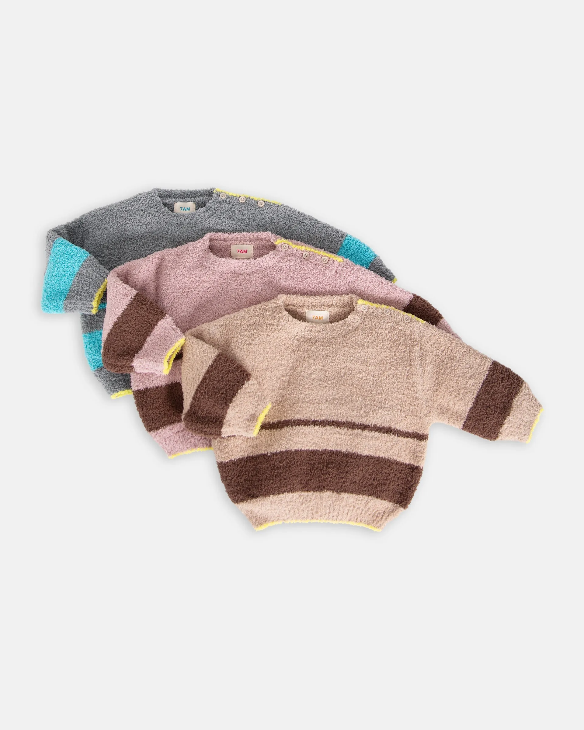 Boxy Striped Sweater - Fuzzy | Pecan Choco