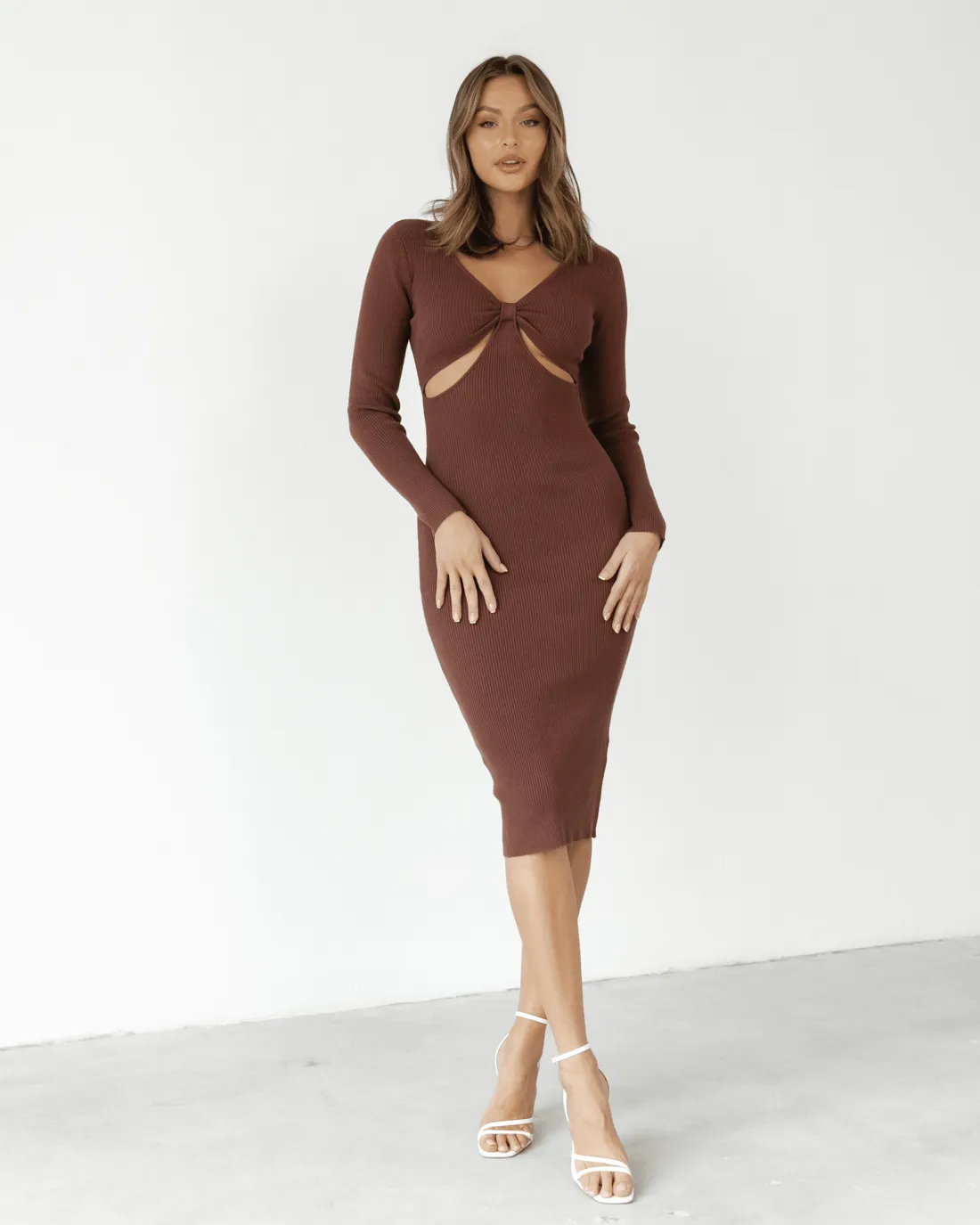 Cassandra Midi Dress (Brown)