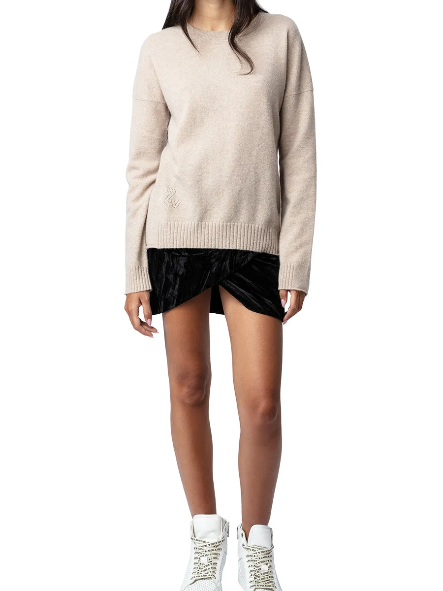 Cici Cashmere Patch Sweater in Avoine