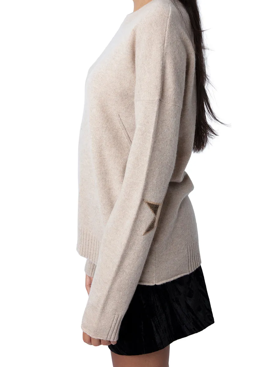 Cici Cashmere Patch Sweater in Avoine