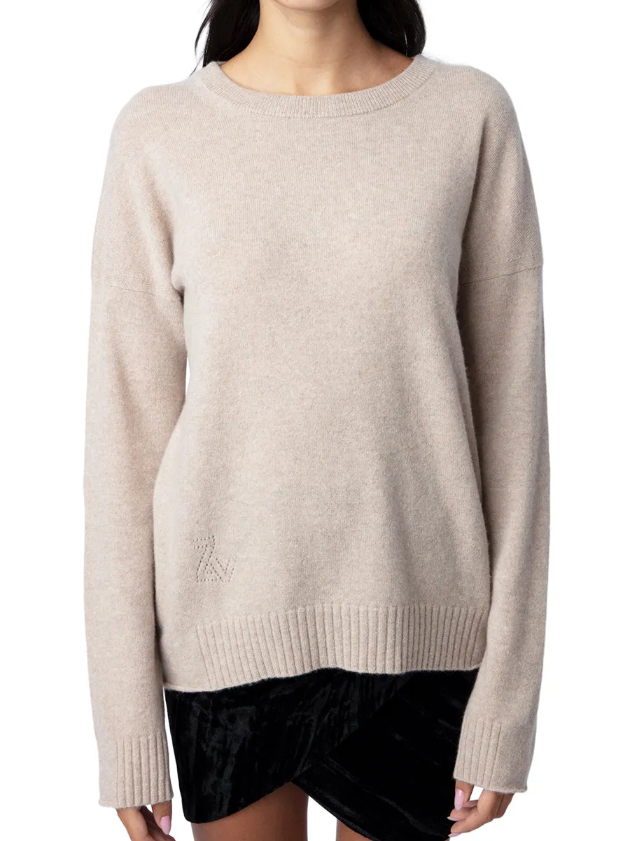 Cici Cashmere Patch Sweater in Avoine