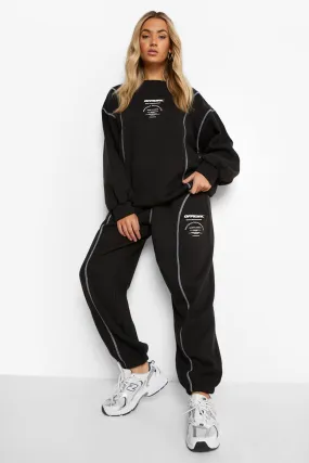 Contrast Stitch Oversized Sweater Tracksuit