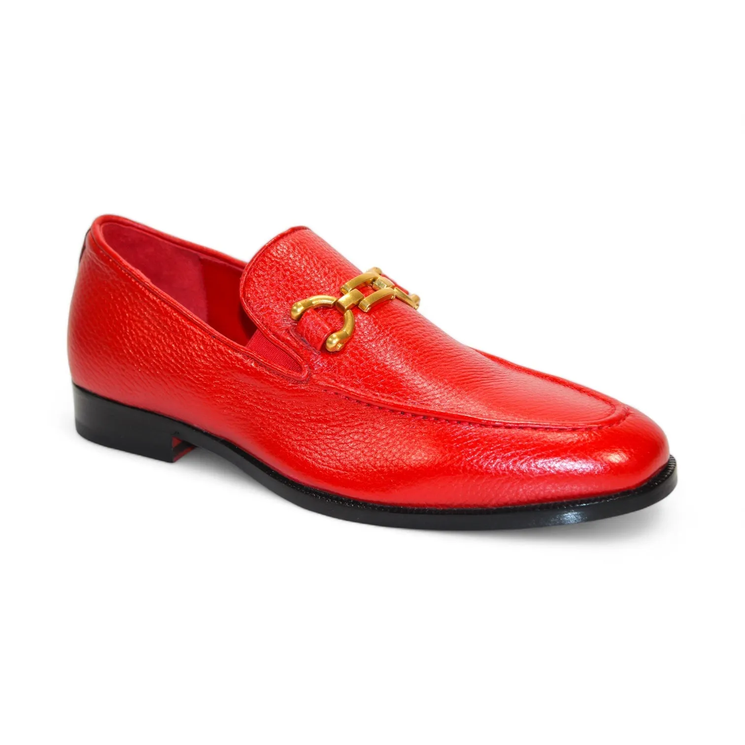 Emilio Franco Edgardo Men's Shoes Red Deer-Skin Leather Loafers (EF1248)