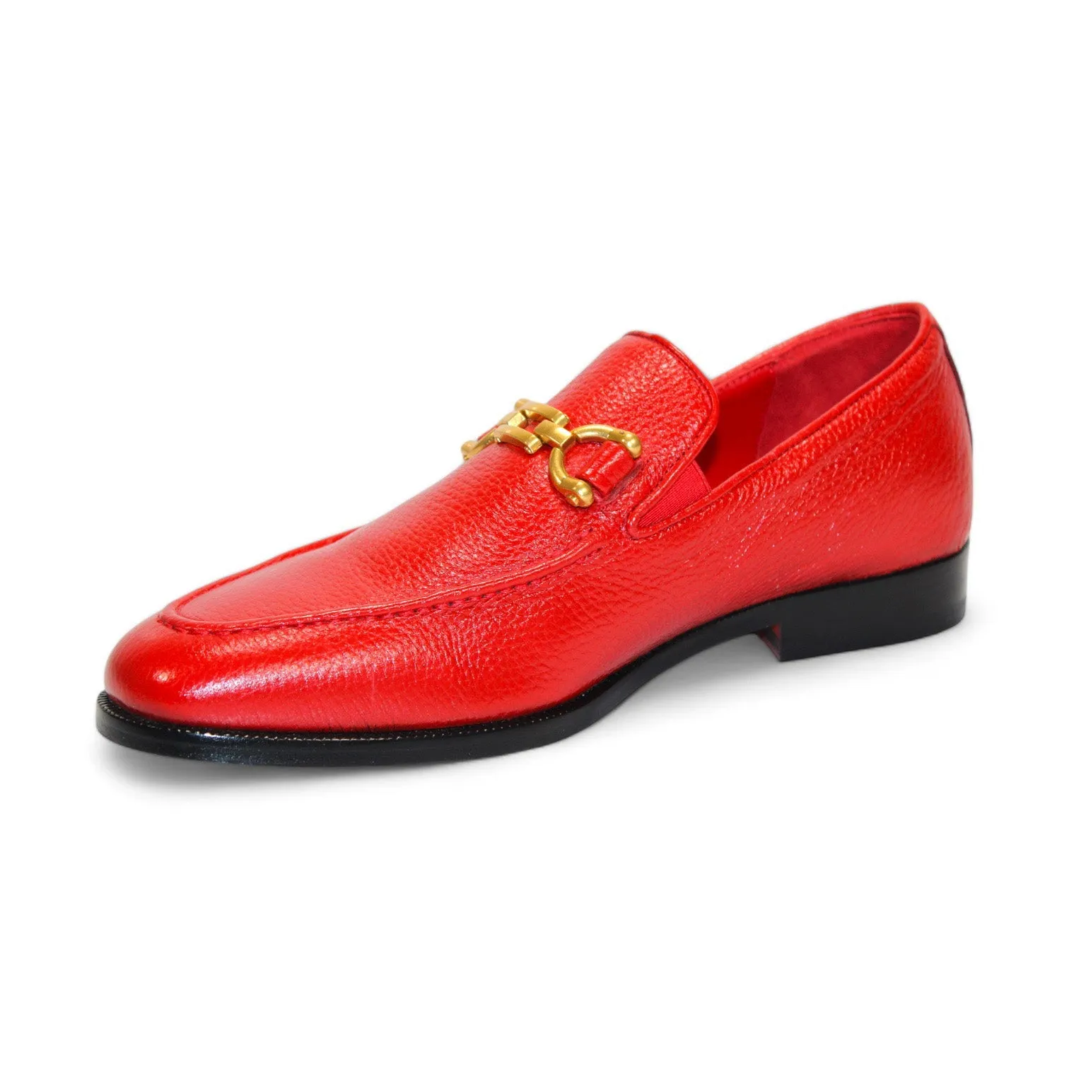 Emilio Franco Edgardo Men's Shoes Red Deer-Skin Leather Loafers (EF1248)