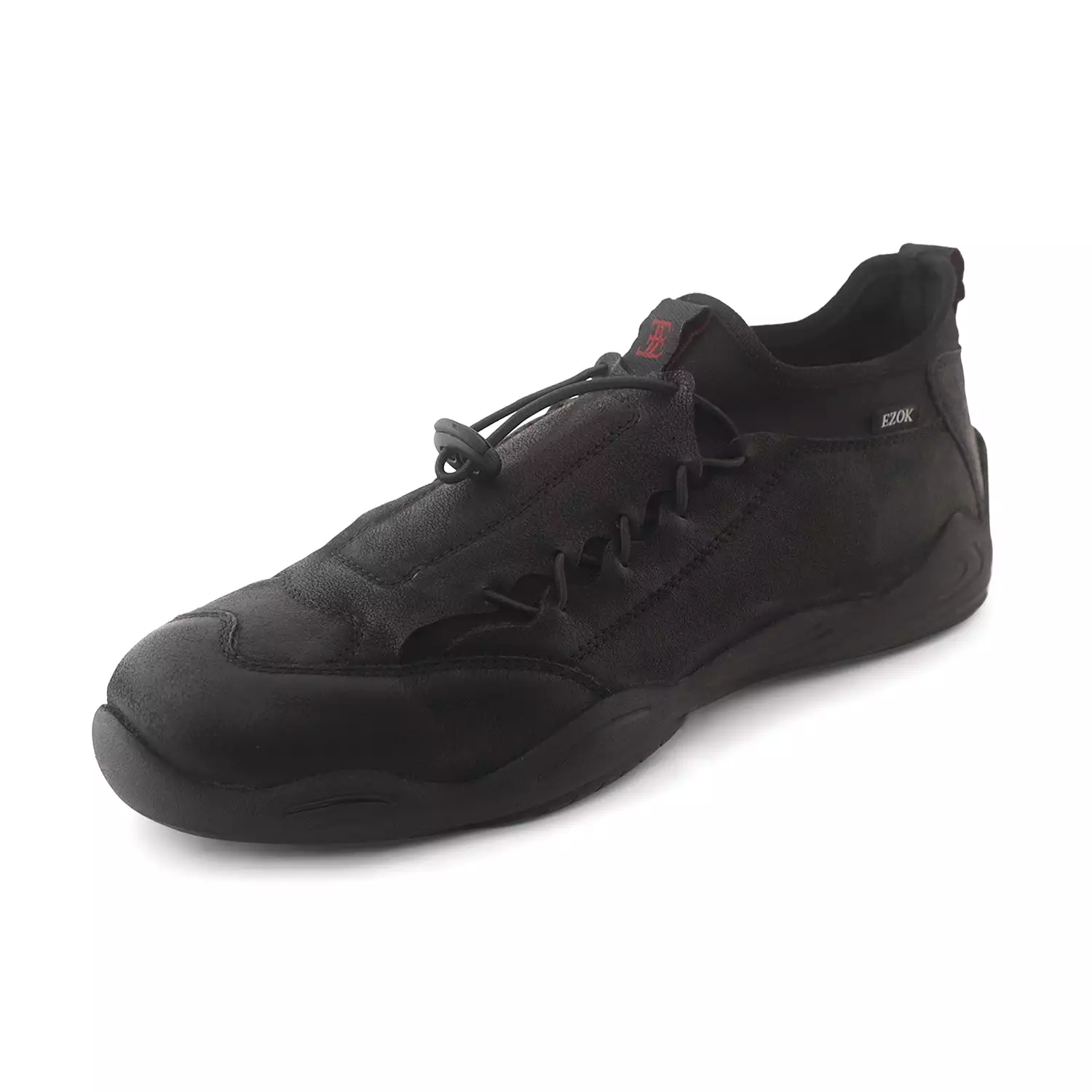 Ezok Black Casual Nubuck Leather Men Sneakers