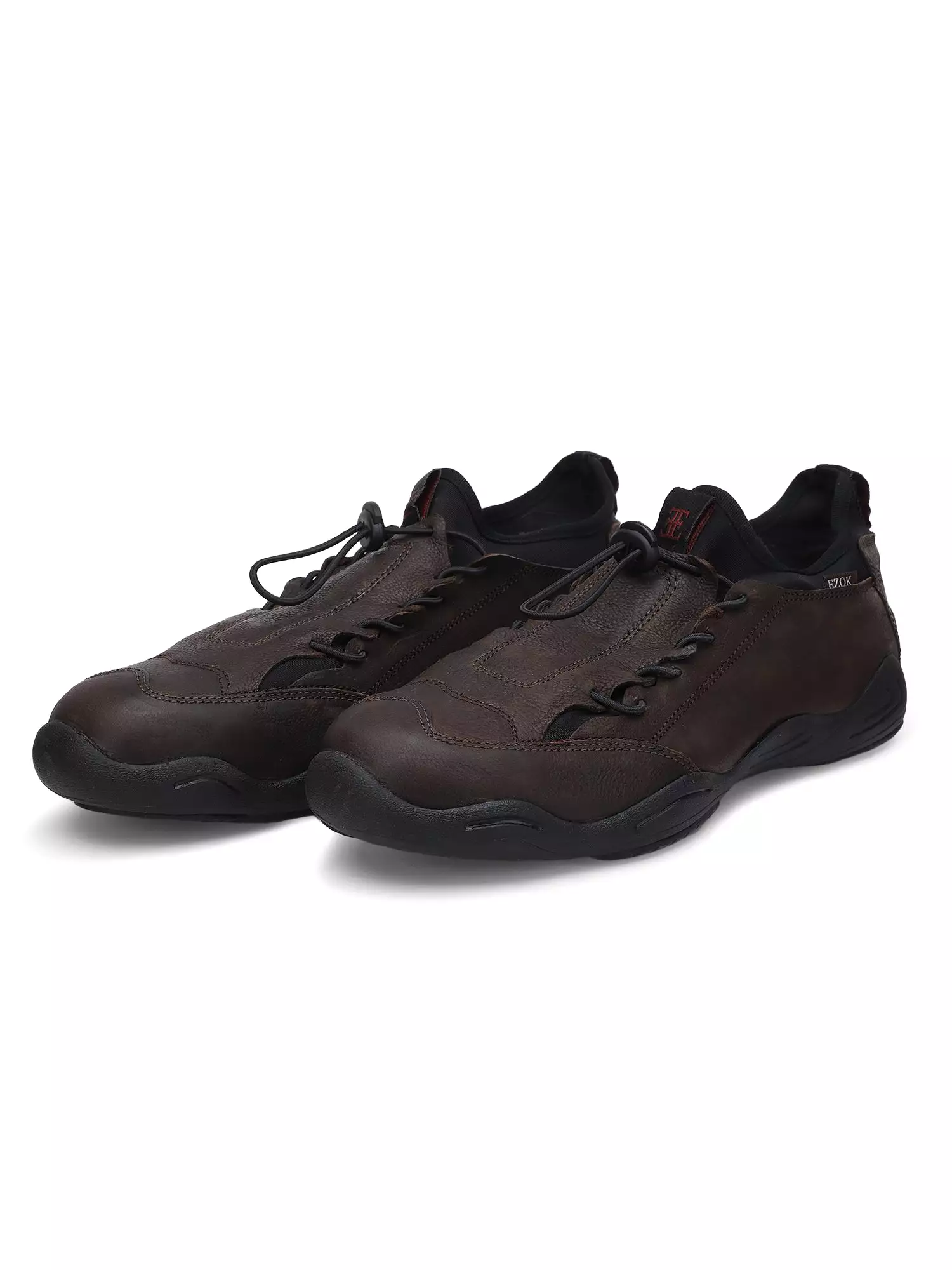 Ezok Brown Casual Nubuck Leather Men Sneakers