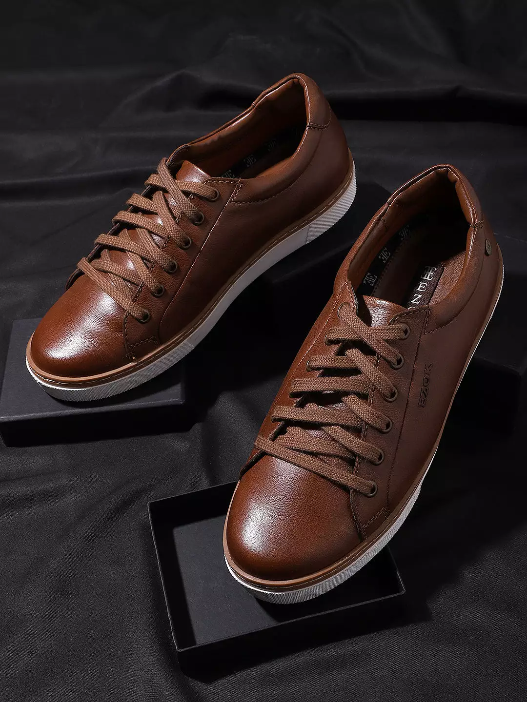 Ezok Men Stan 2191 Tan Leather Sneakers