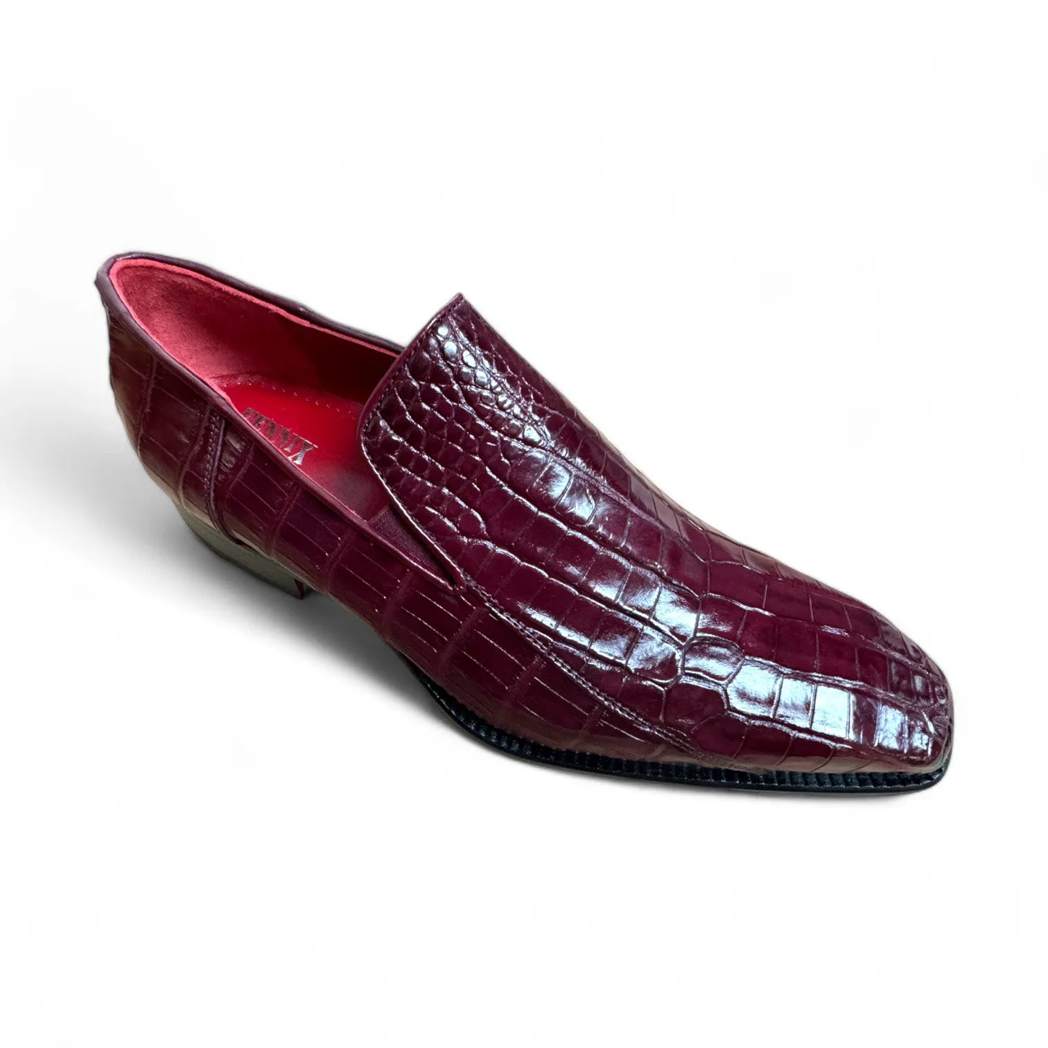 Fennix Dustin Men's Shoes Bordo Alligator Exotic Loafers (FX1149)