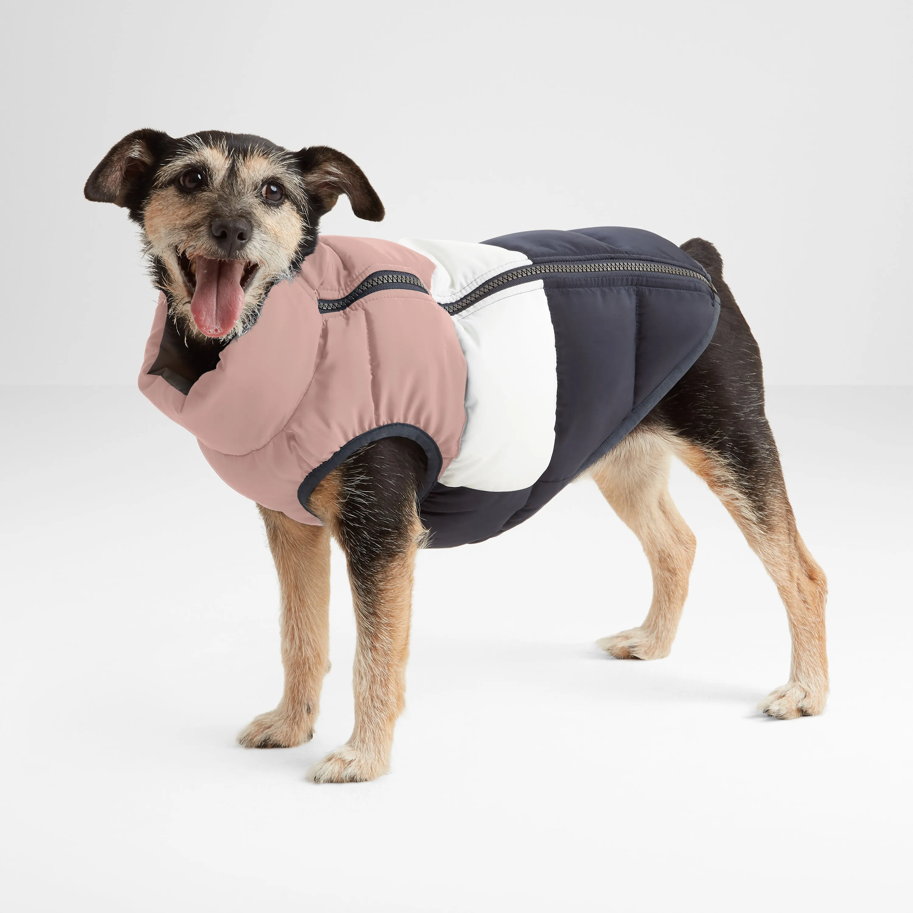 Fetch Padded Dog Coat M - Faded Pink/Ice Grey/Washed Blue