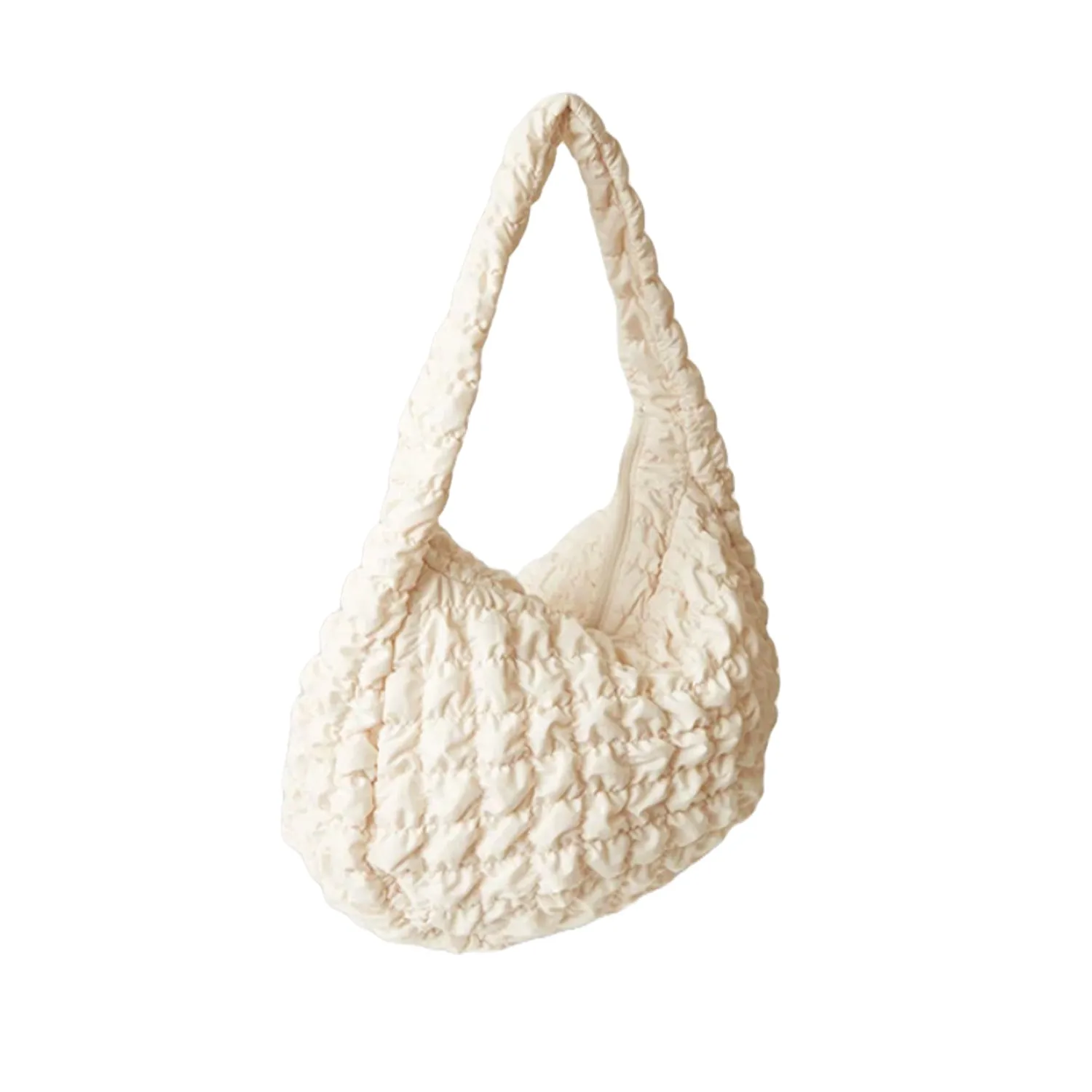 FLOOF Nylon Puffer Tote in Light Beige