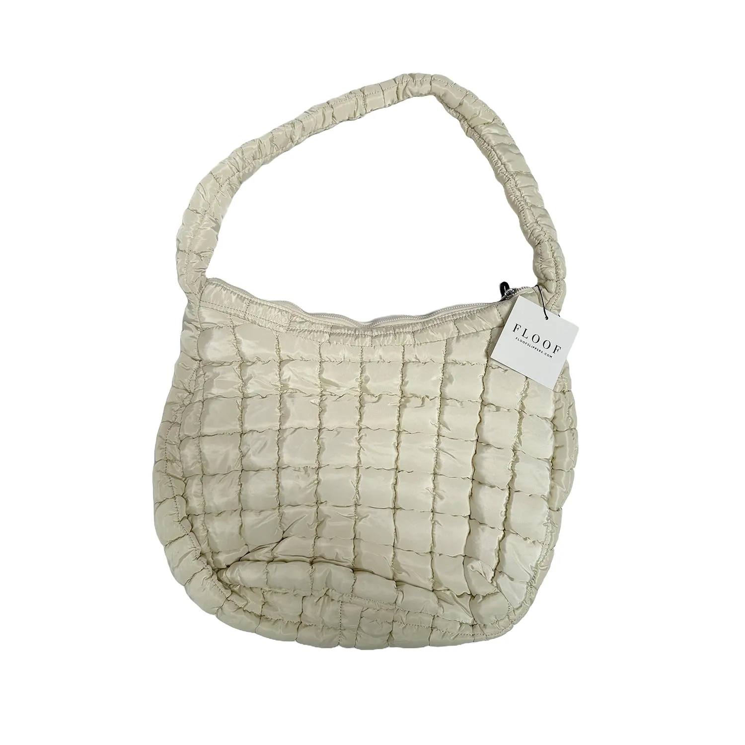 FLOOF Nylon Puffer Tote in Light Beige