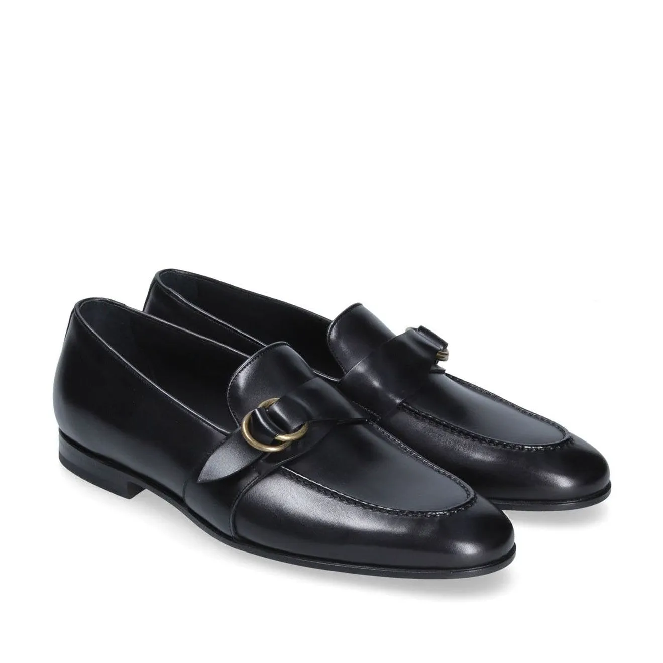 Franceschetti Sasha Men's Shoes Black Calf-Skin Leather Slip-On Loafers (FCCT1007)