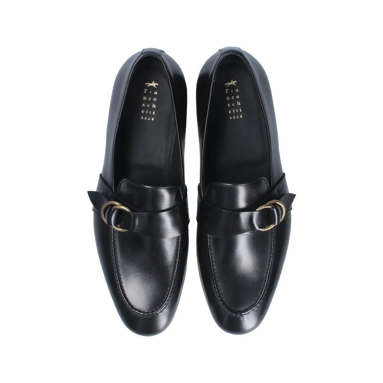 Franceschetti Sasha Men's Shoes Black Calf-Skin Leather Slip-On Loafers (FCCT1007)