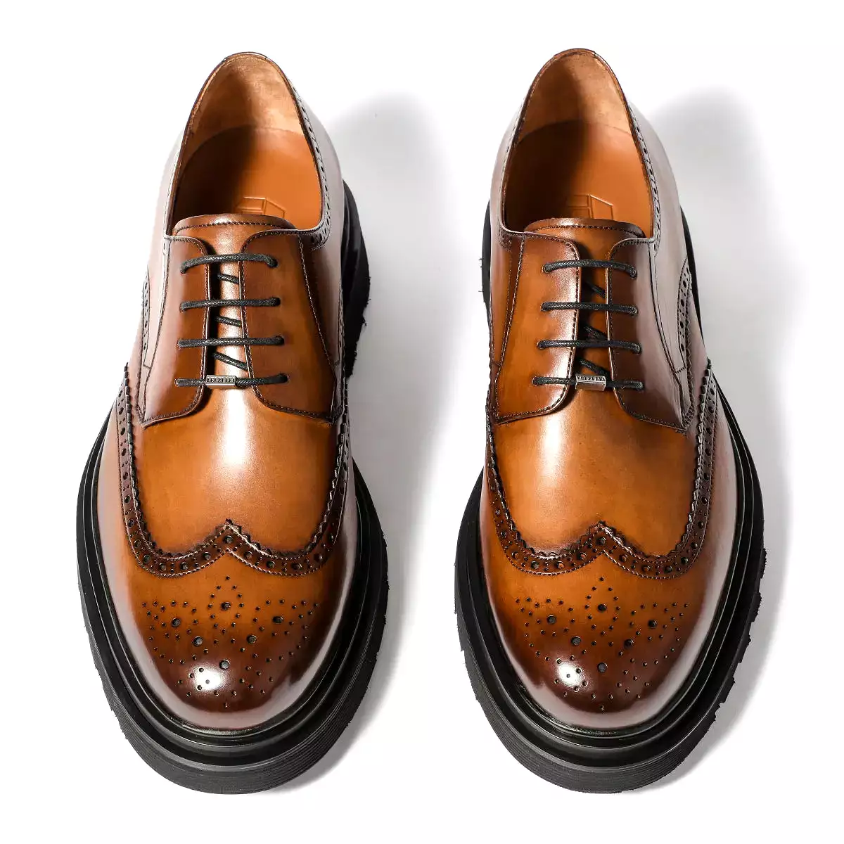 Genuine waxed leather brogue derby shoes high-end suit shoes 90109