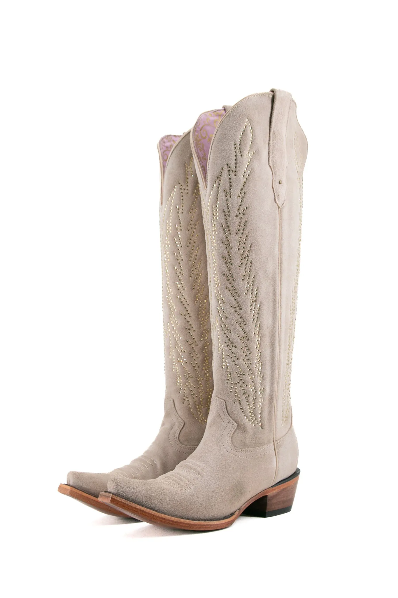 Georgina Suede Crystal Tall Snip Toe Cowgirl Boot