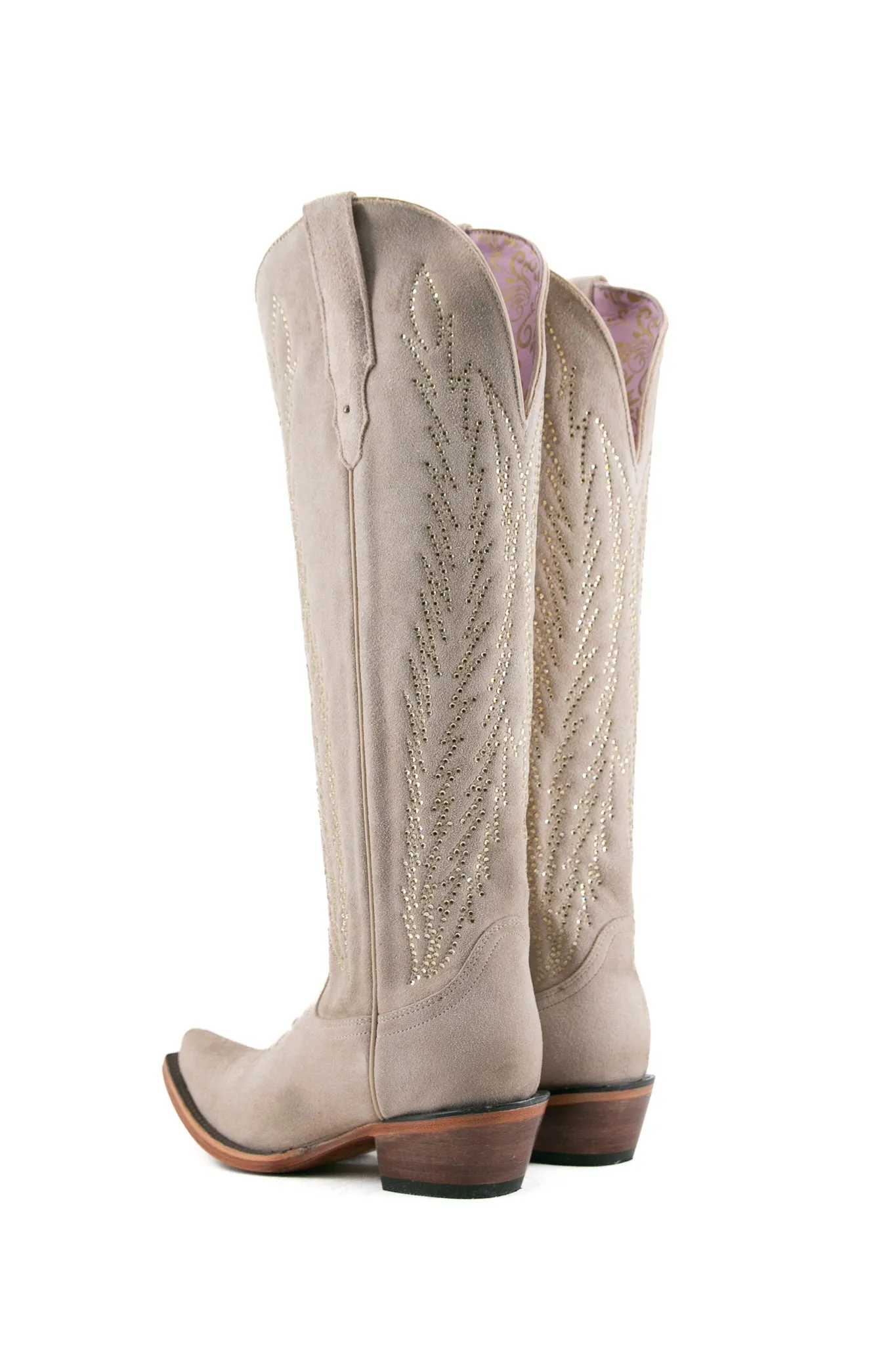 Georgina Suede Crystal Tall Snip Toe Cowgirl Boot