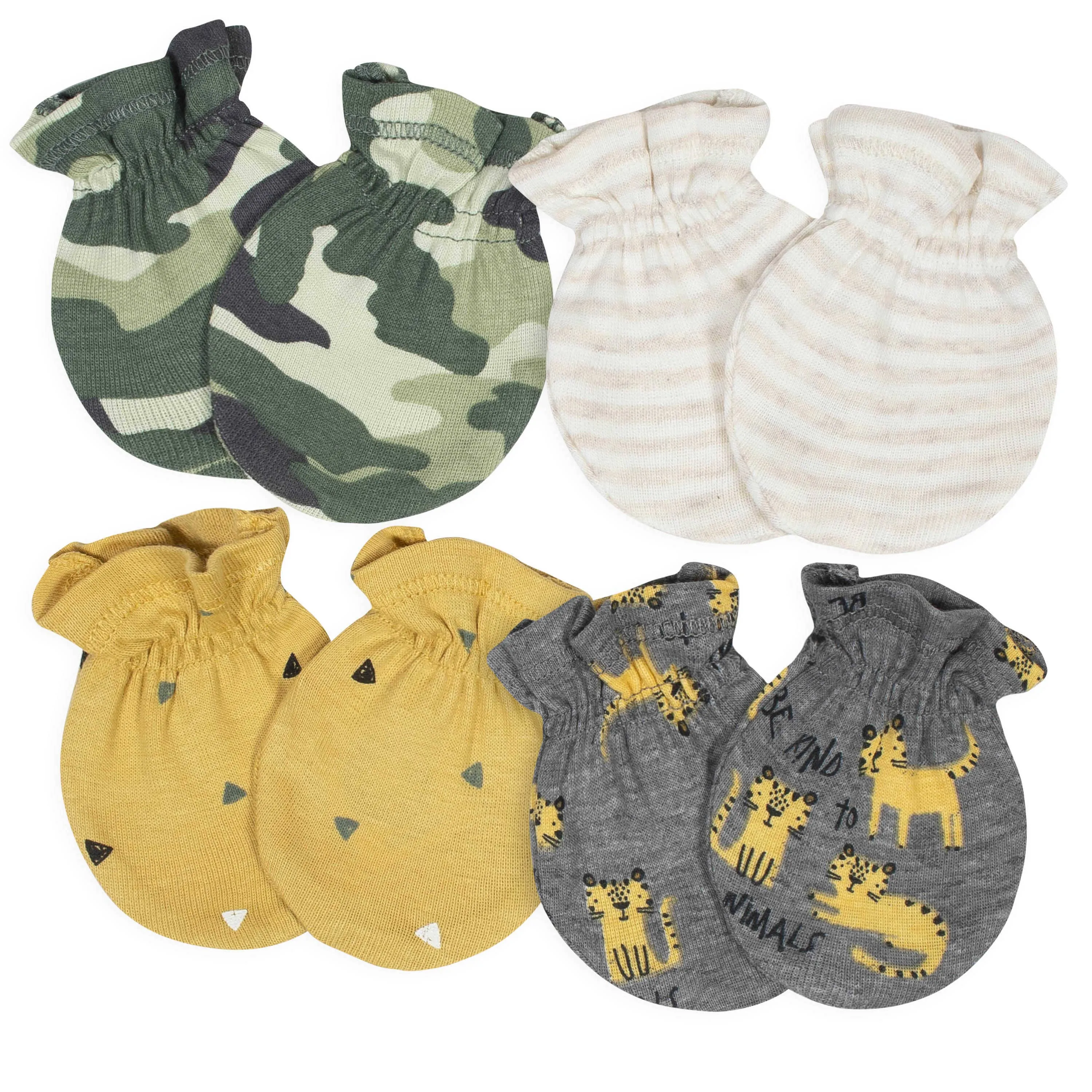 Gerber 4-Pack Baby Boys Tiger No Scratch Mittens Set