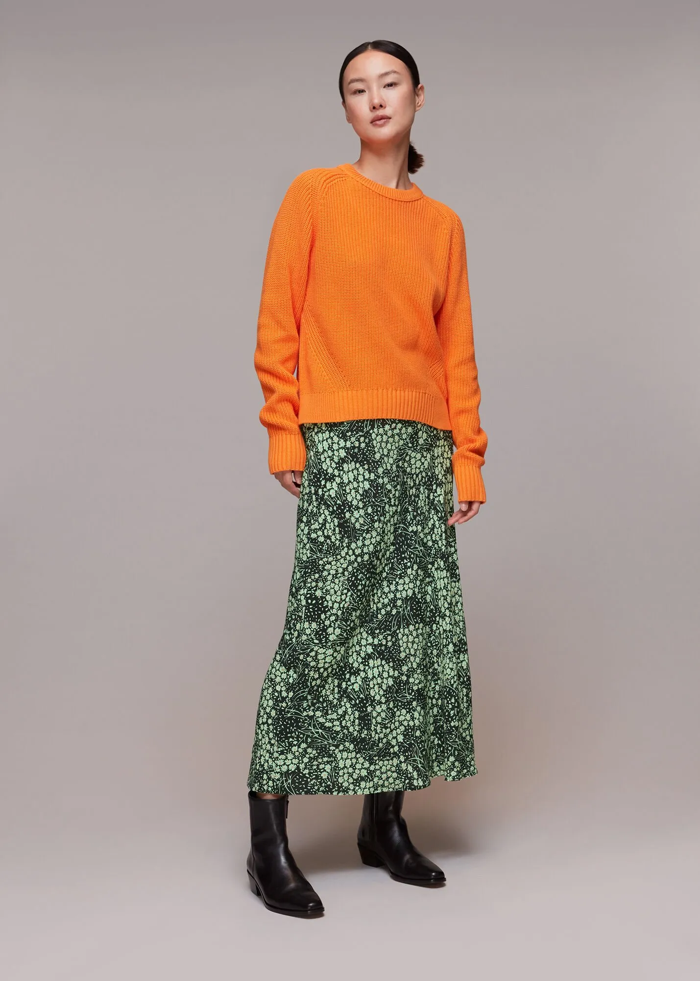 Green Daisy Meadow Bias Cut Skirt