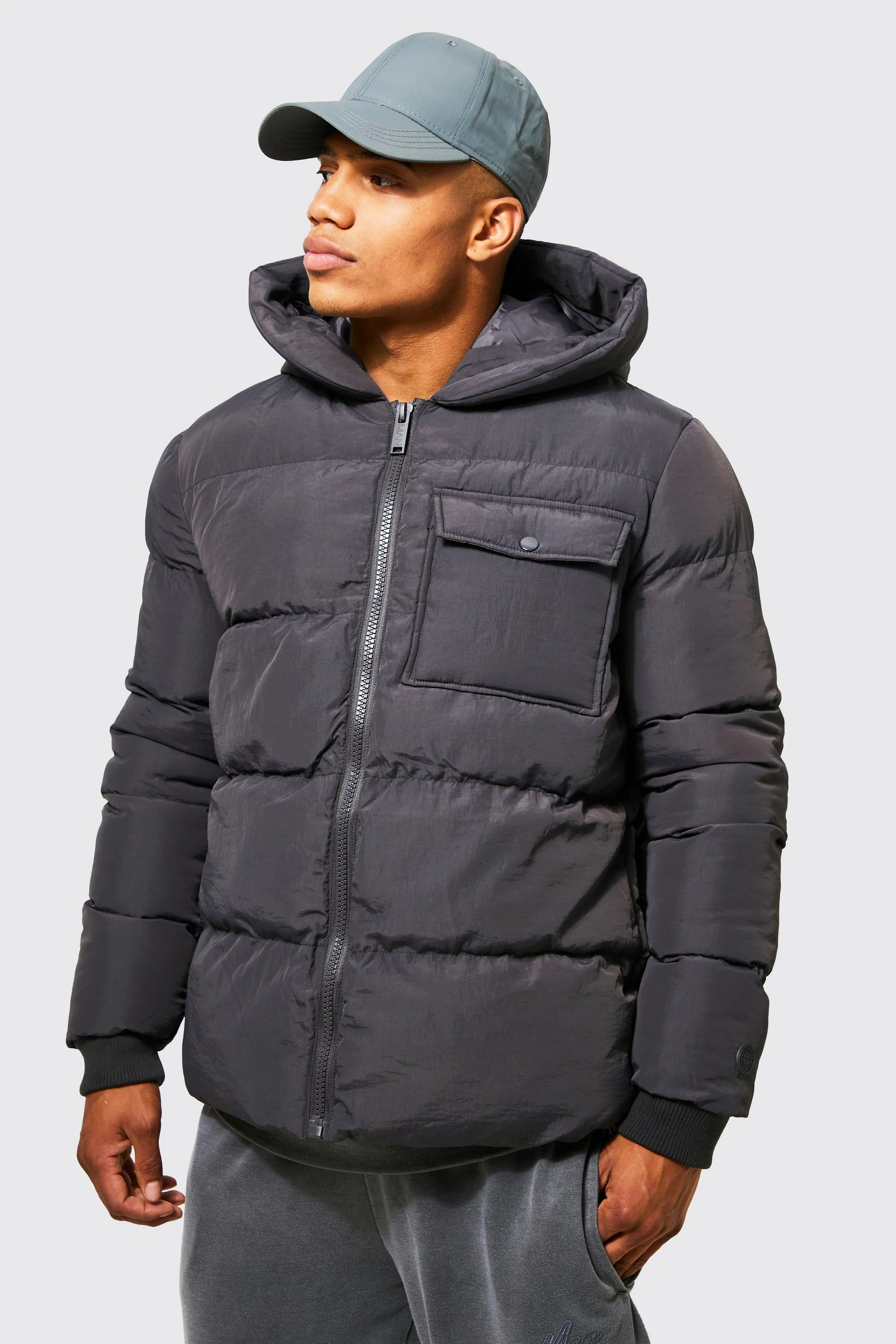 Hooded Puffer With Patch Pocket