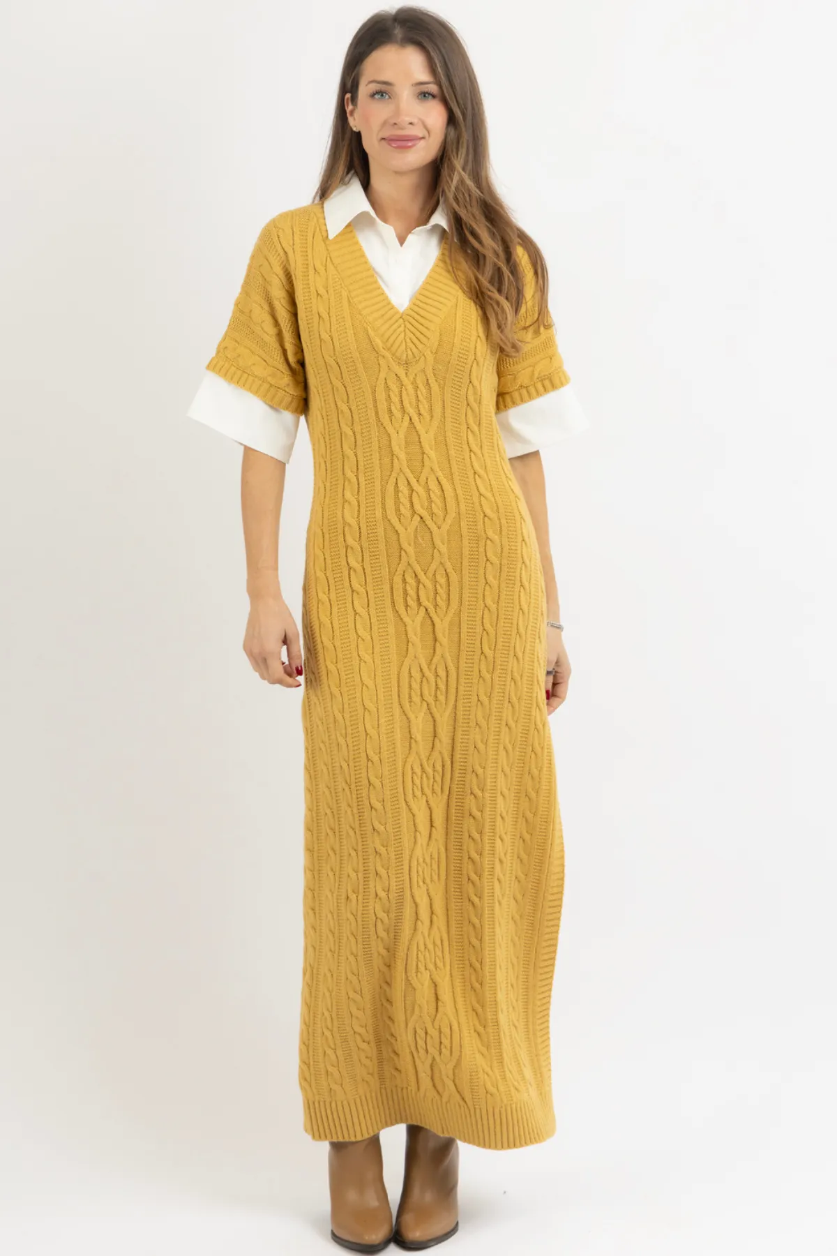 LANDON LAYERED SWEATER DRESS