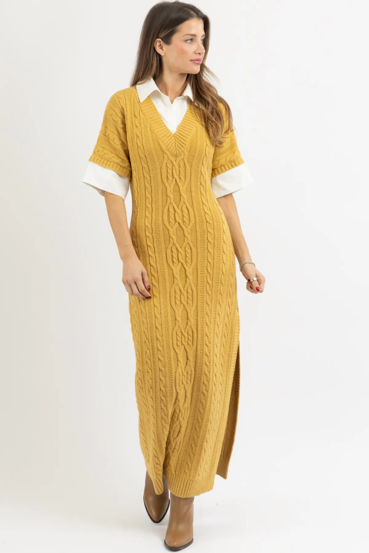 LANDON LAYERED SWEATER DRESS