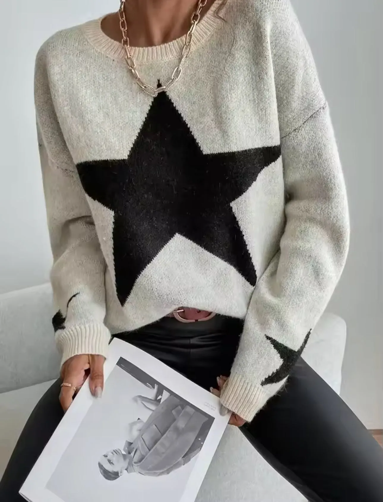 Large Star Grey Sweater