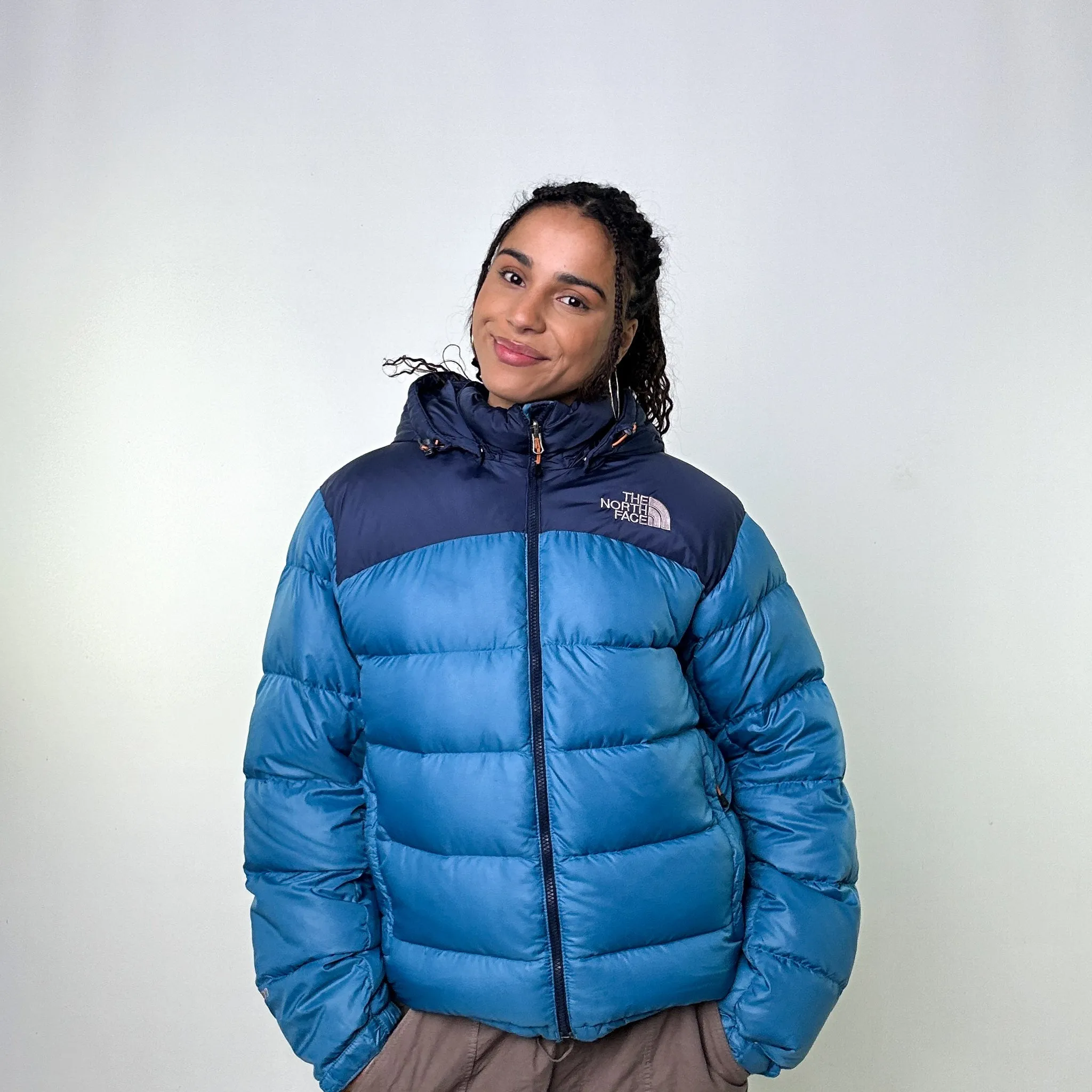 Light Blue 90s The North Face 700 Series Puffer Jacket Coat (M)